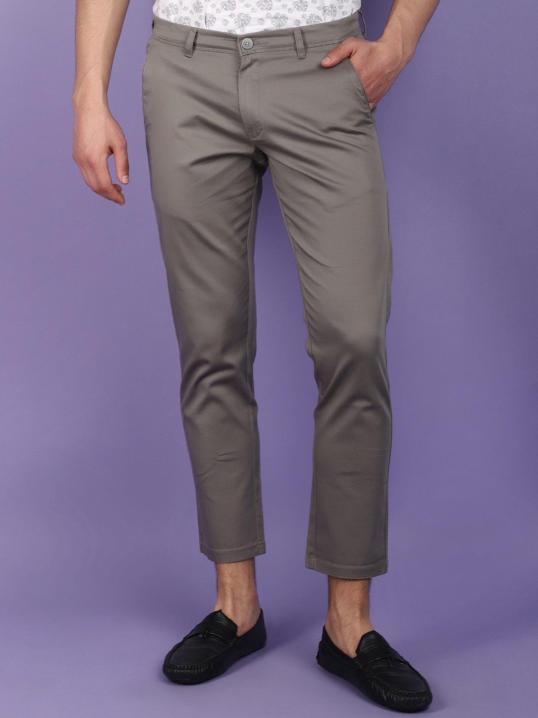 

V-Mart Men Mid-Rise Cotton Trousers, Grey