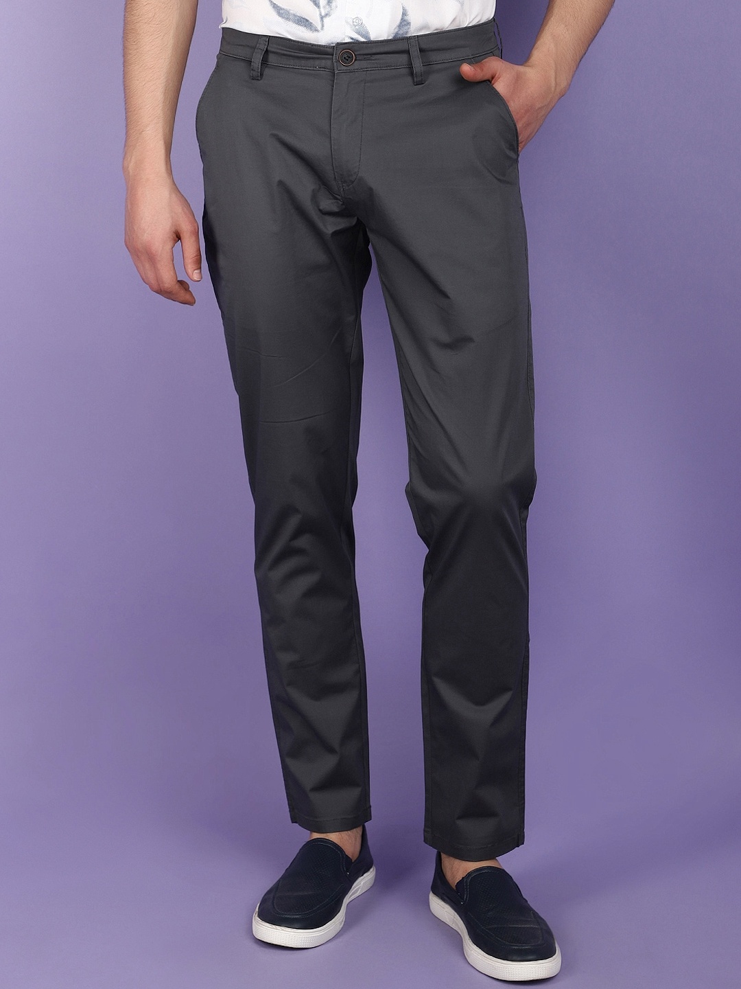 

V-Mart Men Slim Fit Cotton Casual Trouser, Grey
