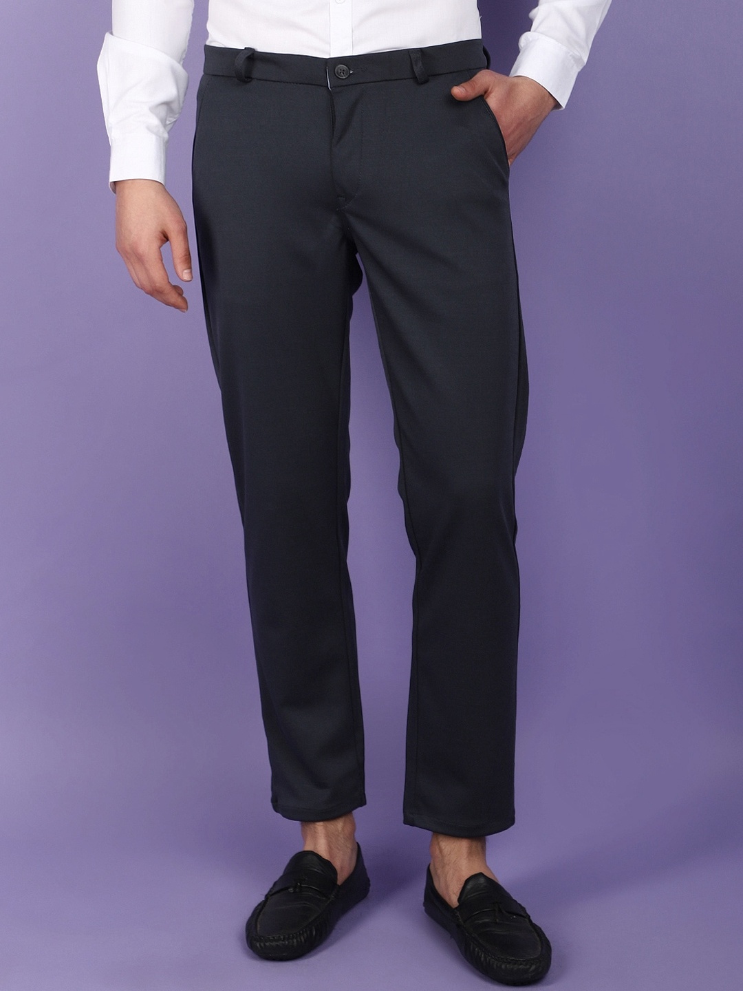

V-Mart Men Mid-Rise Cotton Trousers, Grey