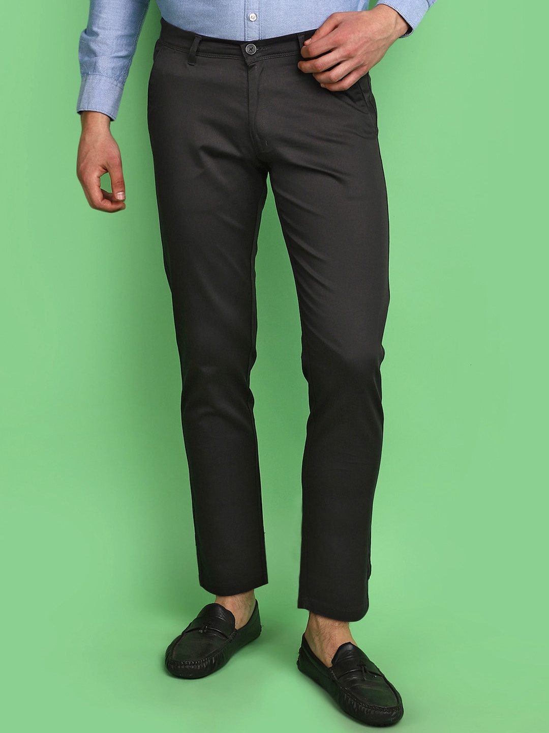 

V-Mart Men Mid-Rise Cotton Trousers, Grey
