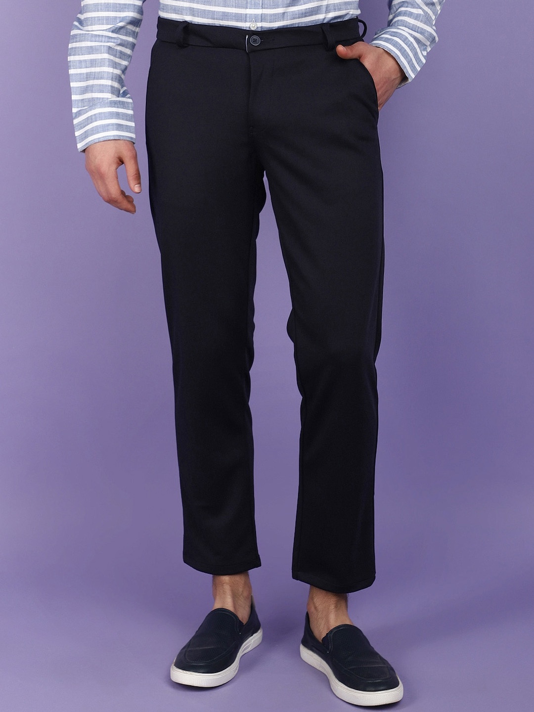 

V-Mart Men Mid-Rise Chinos Trousers, Blue