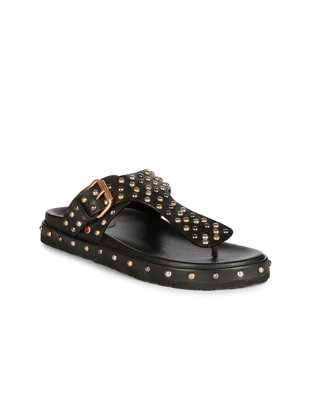 

Saint G Embellished Open Toe Leather Flatform Heels, Black