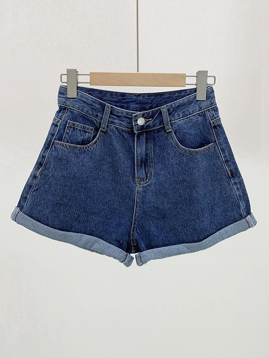 

LULU & SKY Women High-Rise Denim Shorts, Blue