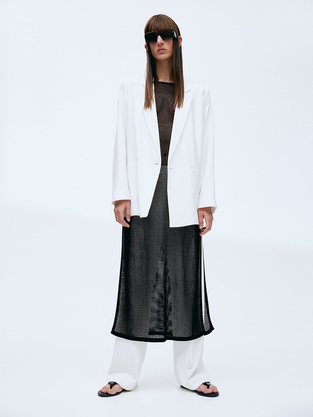 

H&M Double-Breasted Blazer, White