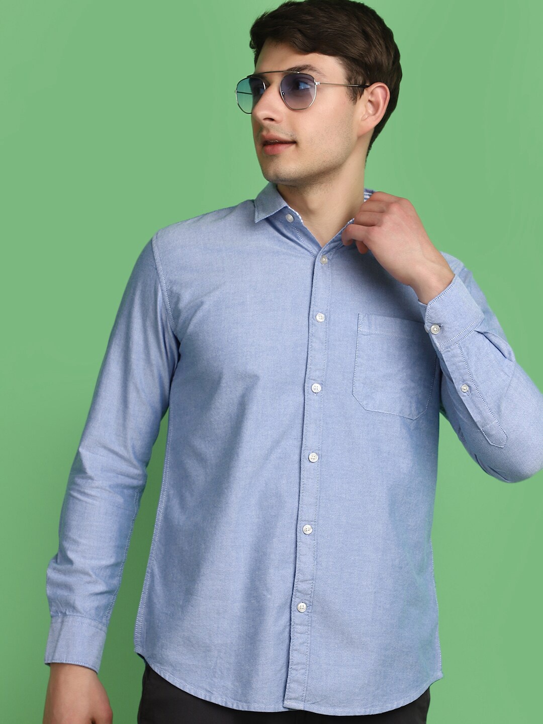 

V-Mart Spread Collar Long Sleeves Regular Fit Casual Shirt, Blue