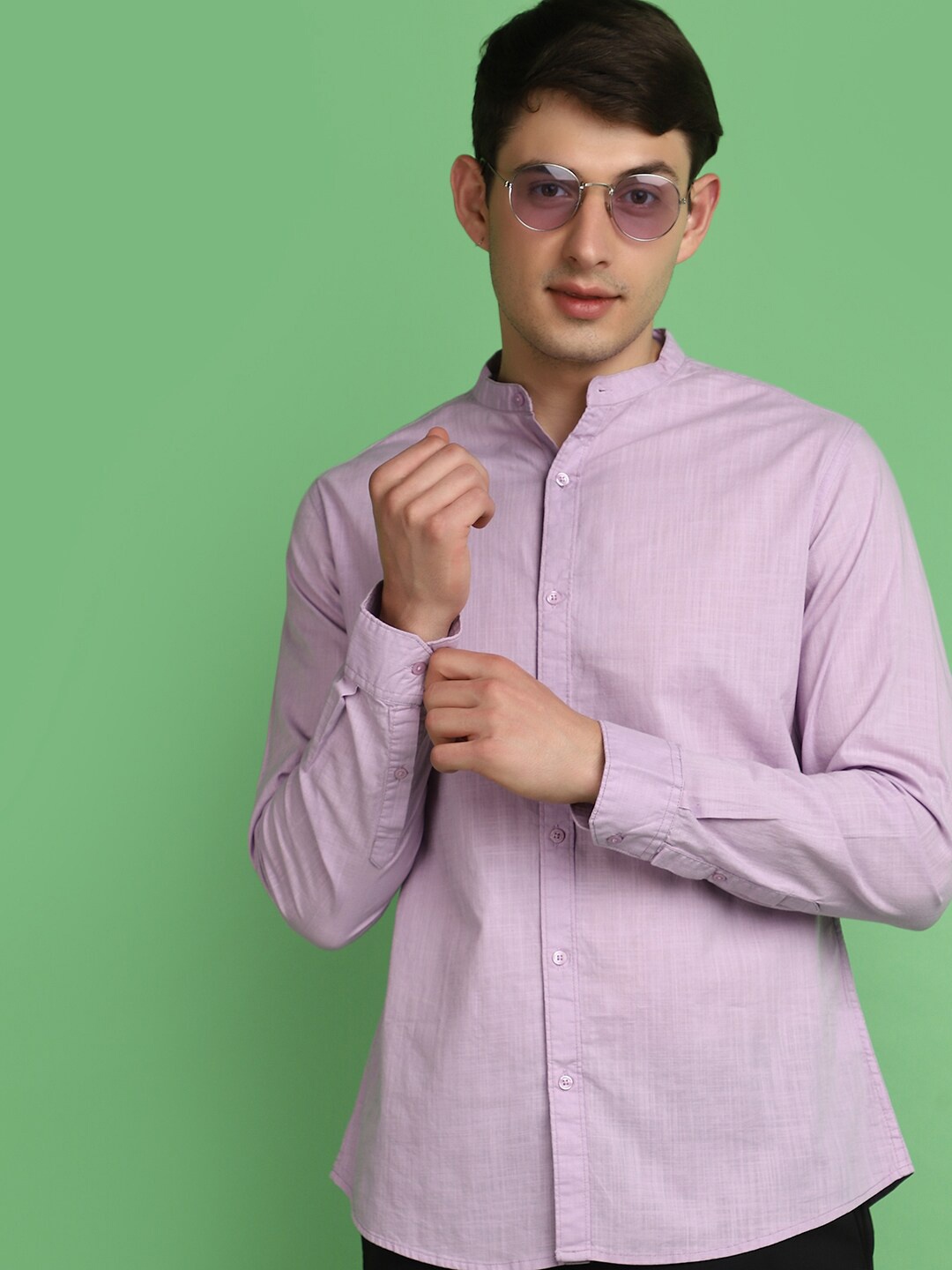

V-Mart Slim Fit Opaque Cotton Casual Shirt, Purple