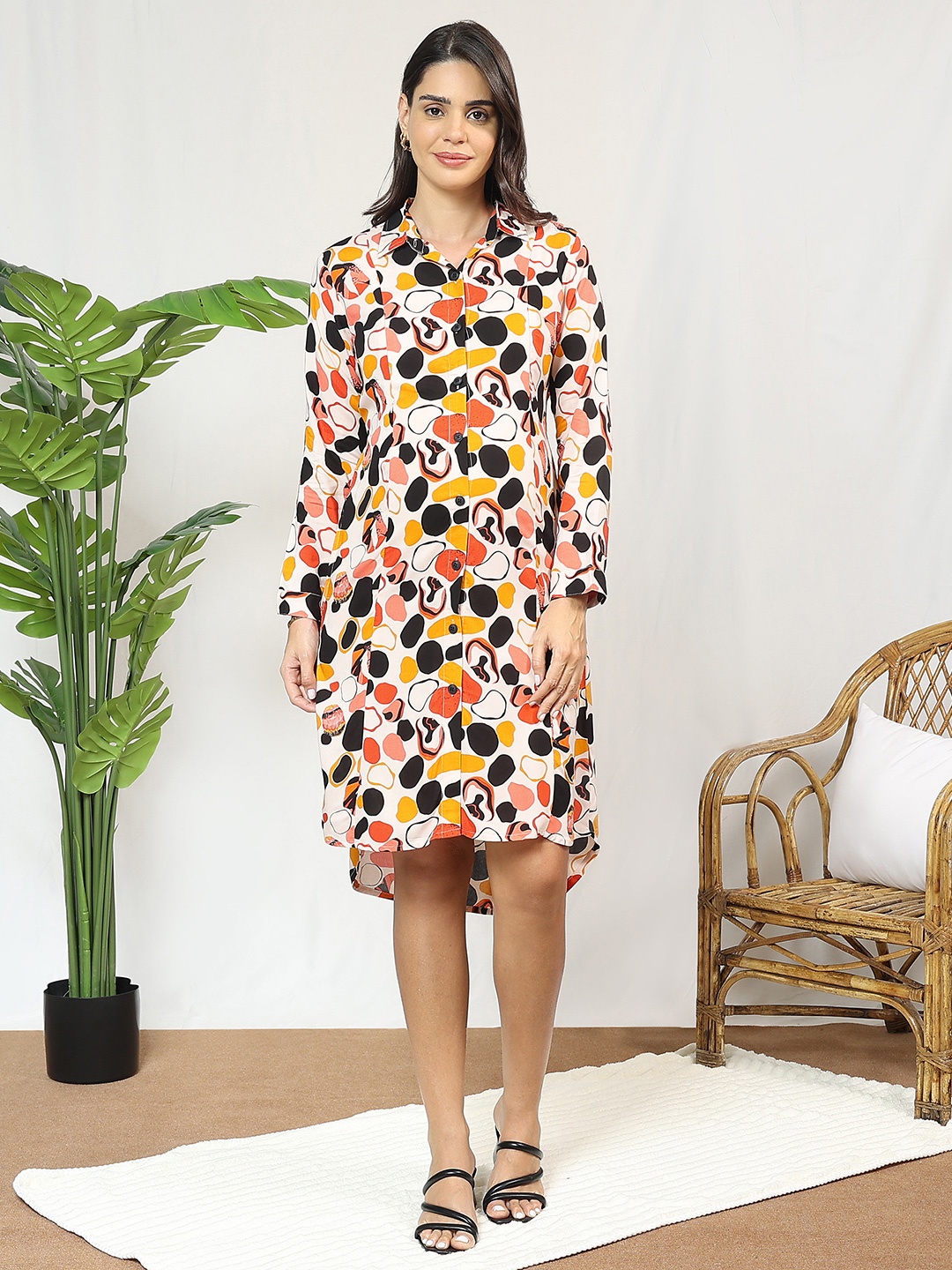 

MomToBe Floral Print Maternity Shirt Dress, Orange