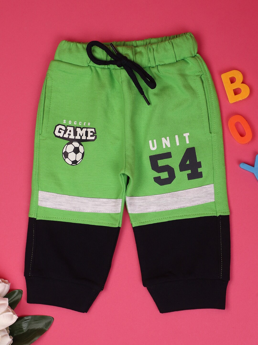 

V-Mart Infants Printed Cotton Joggers, Green