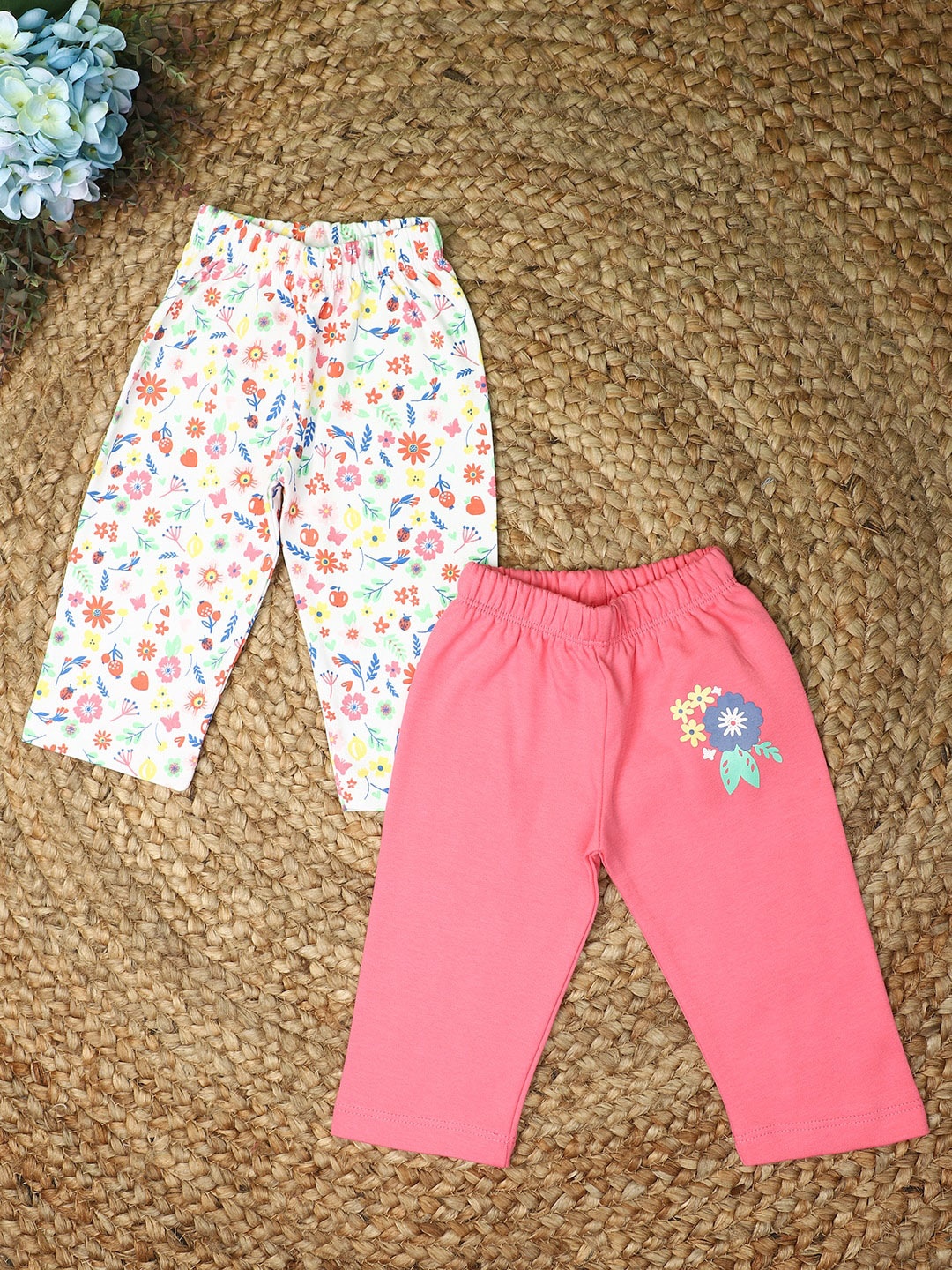 

V-Mart Infants Pack Of 2 Printed Cotton Track Pants, White