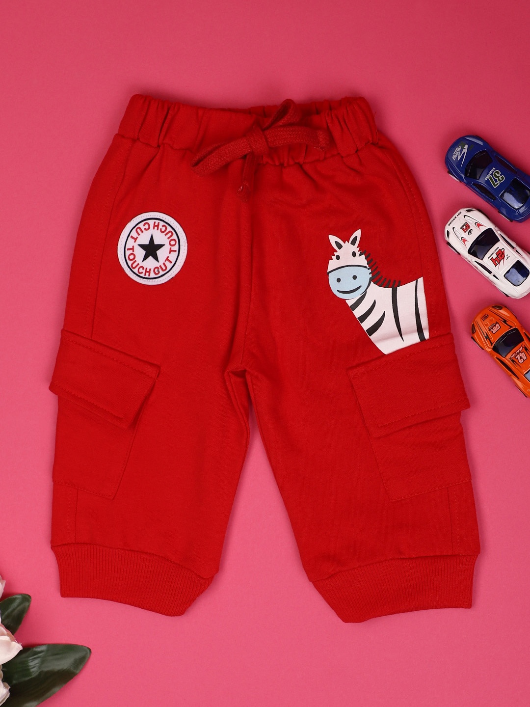 

V-Mart Infants Printed Cotton Joggers, Red