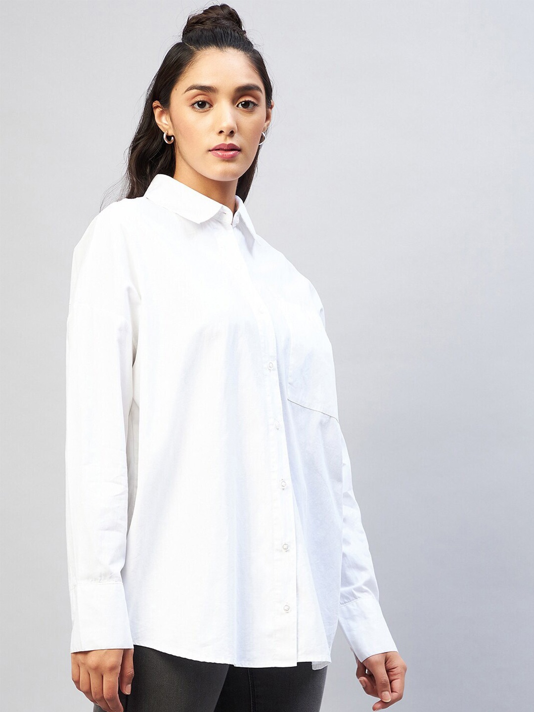 

Fab Star Classic Boxy Opaque Pure Cotton Casual Shirt, White