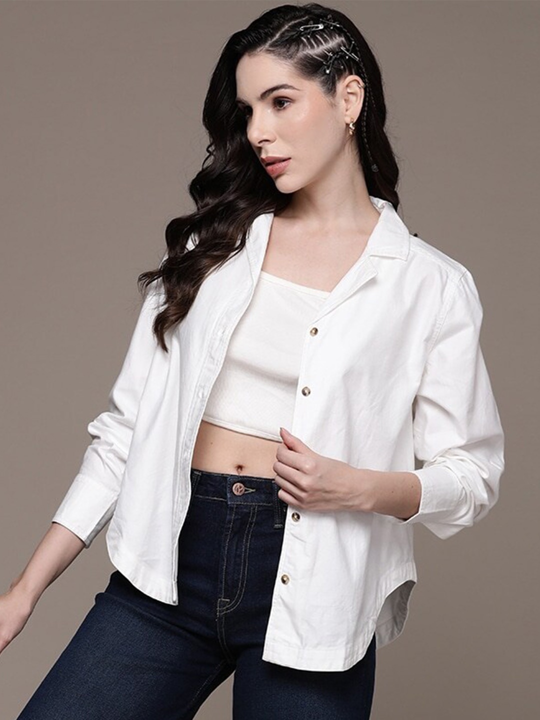 

Fab Star Classic Boxy Opaque Pure Cotton Casual Shirt, White