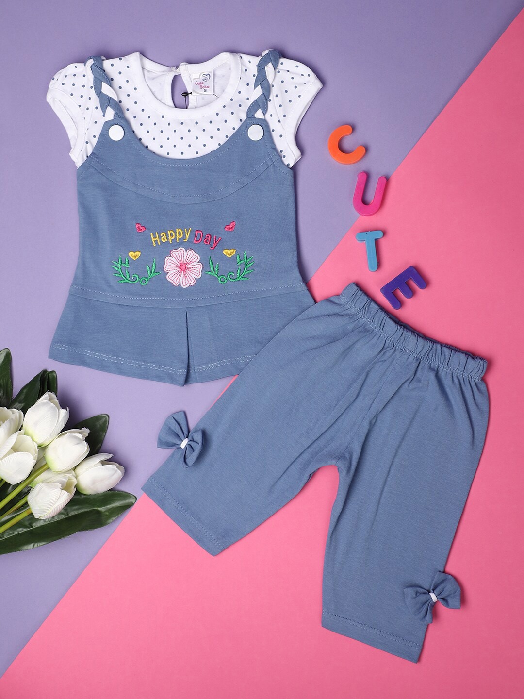 

V-Mart Infants Printed Top With Trousers, Blue