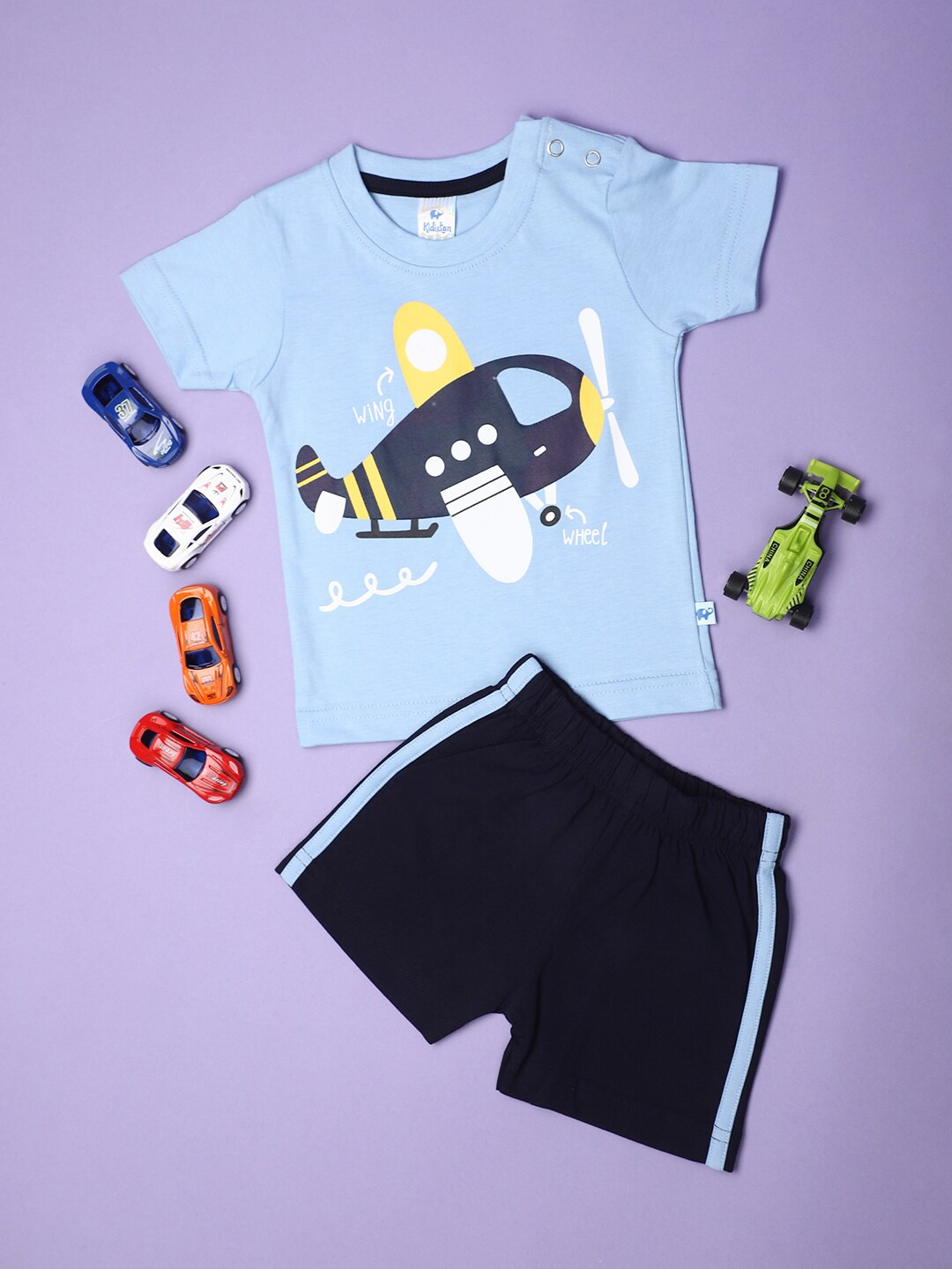 

V-Mart Kids Printed Round Neck Short Sleeves T-shirt with Short, Blue
