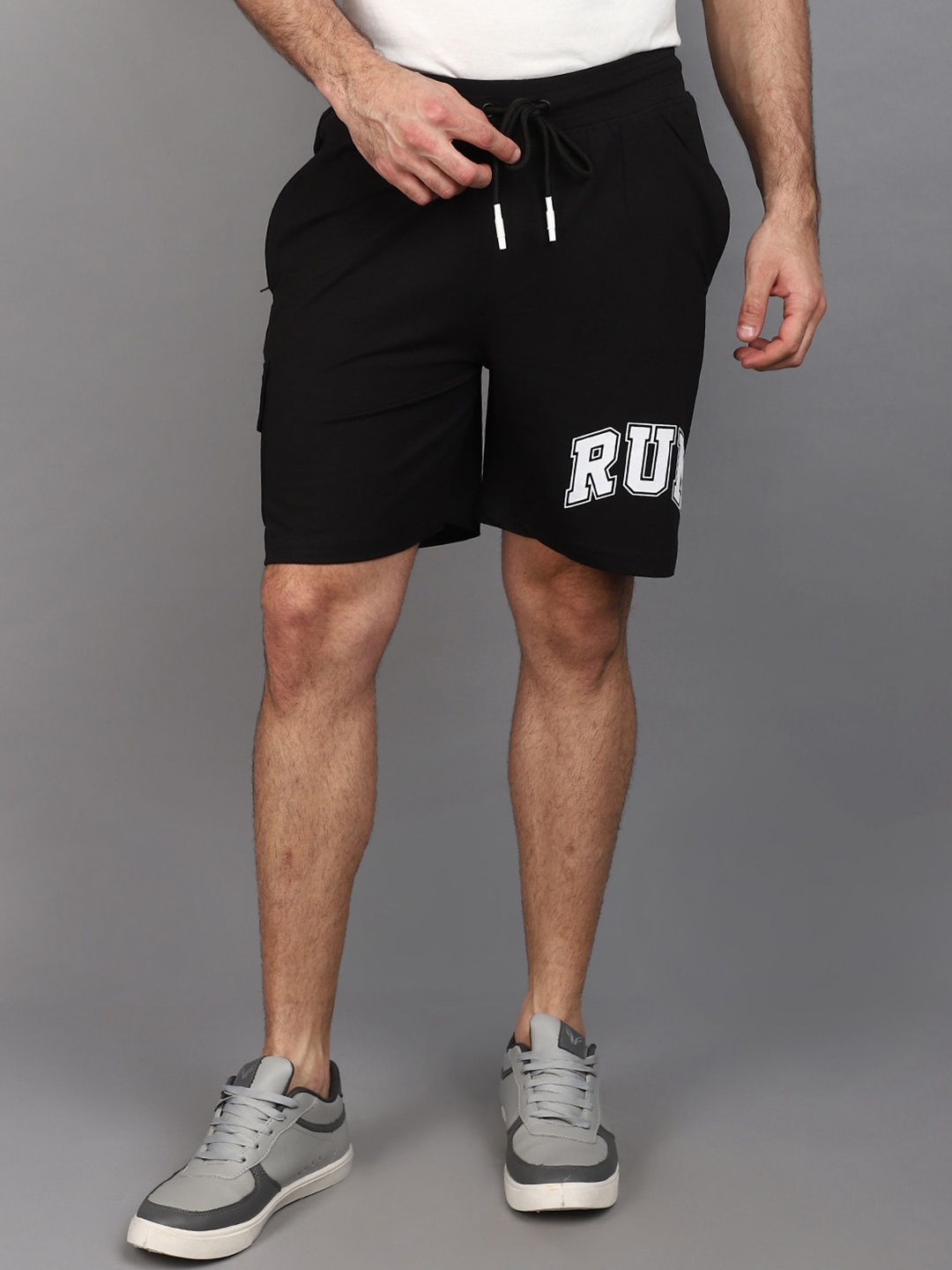 

V-Mart Men Mid Rise Cotton Shorts, Black