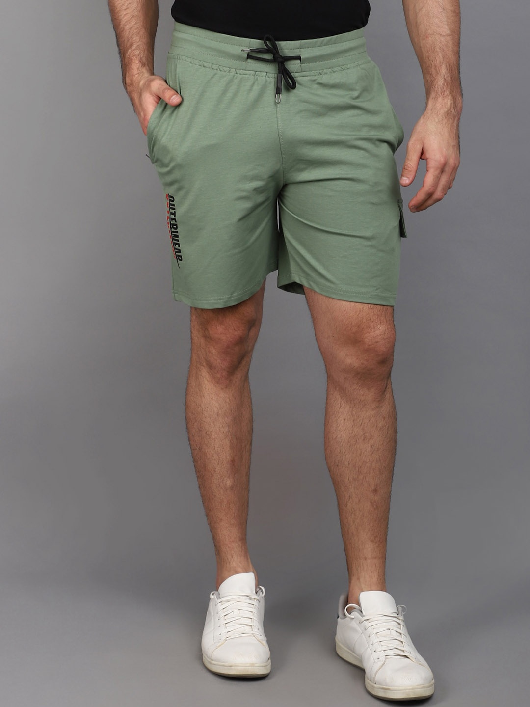 

V-Mart Men Mid Rise Cotton Shorts, Green