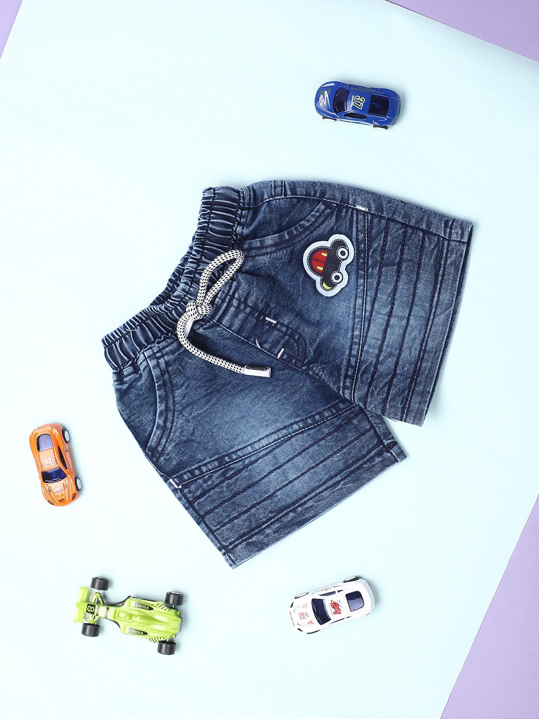 

V-Mart Infants Washed Cotton Denim Shorts, Blue