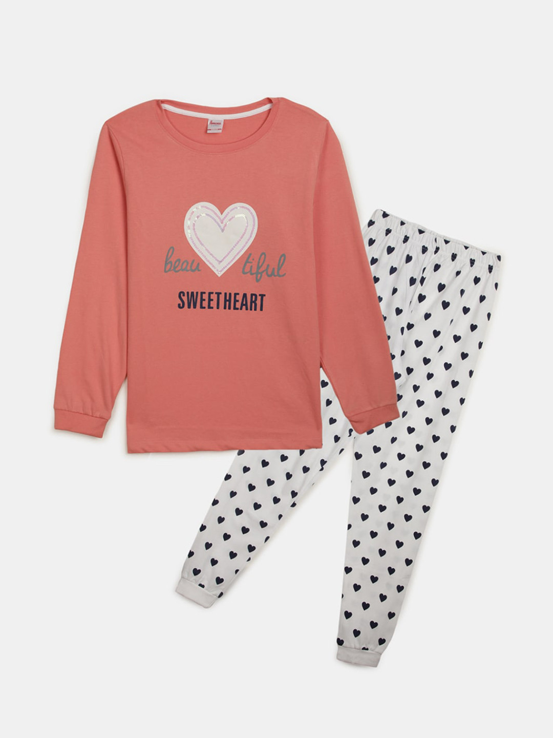 

V-Mart Girls Graphic Printed Pure Cotton Night suit, Pink