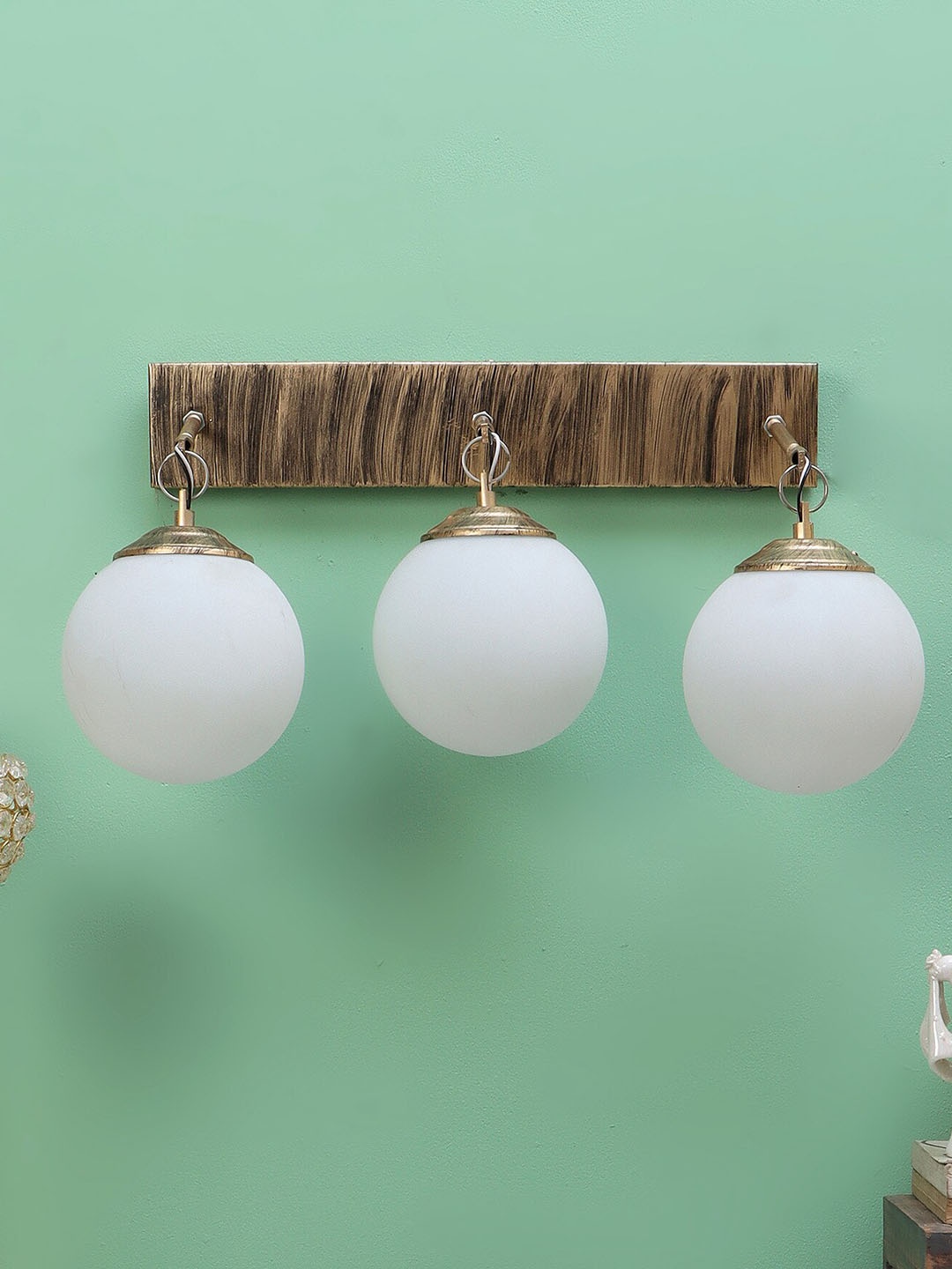 

decorativeray Gold Toned & White Spherical Shaped Wall Lamps