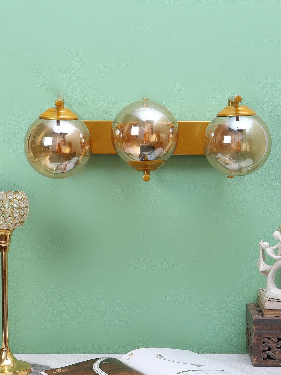 

decorativeray Gold Toned Spherical Shaped Wall Lamps