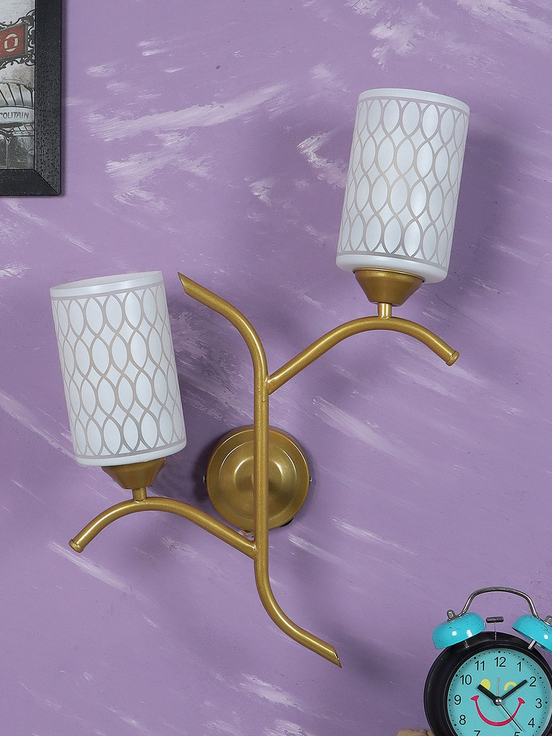 

decorativeray Gold Toned & White Cylinder Shaped Wall Lamp