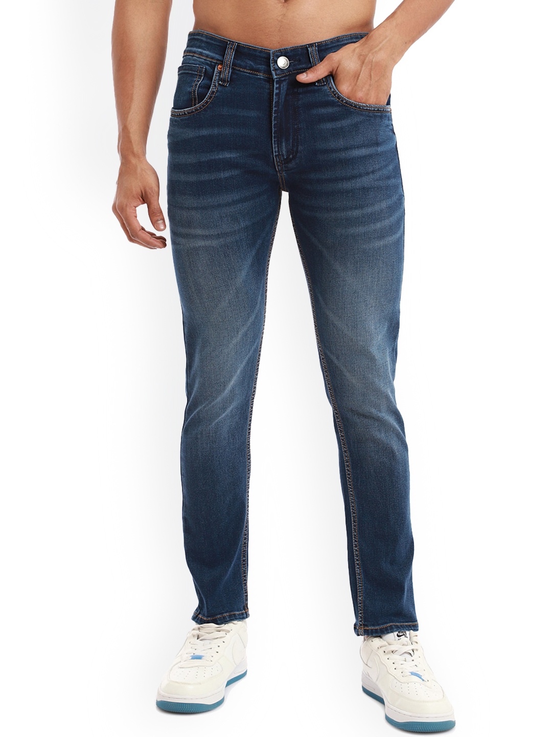 

Banana Club Men Jean Slim Fit Mid-Rise Heavy Fade Cotton Jeans, Blue