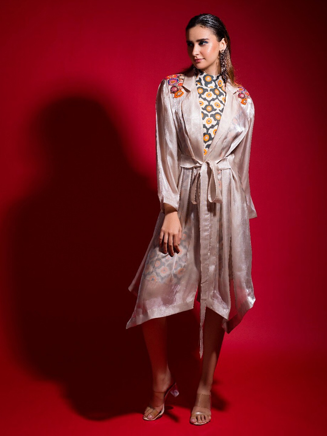 

FIRKI Floral Print Fit & Flare Dress, Beige
