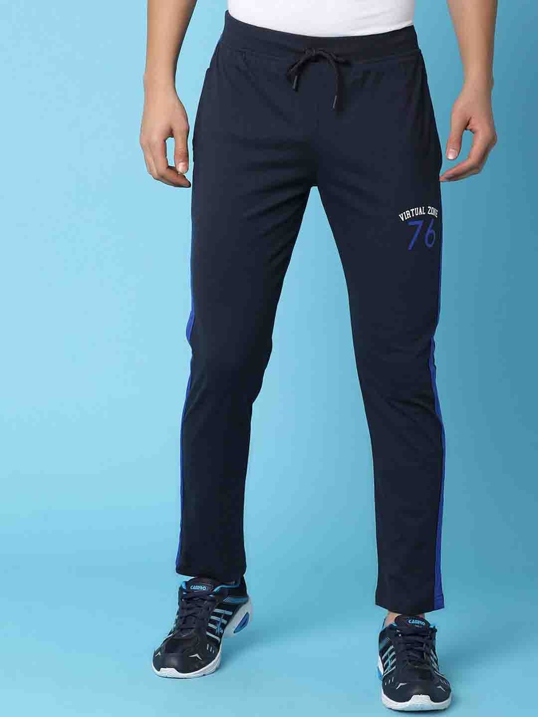 

V-Mart Men Mid-Rise Cotton Track Pants, Navy blue