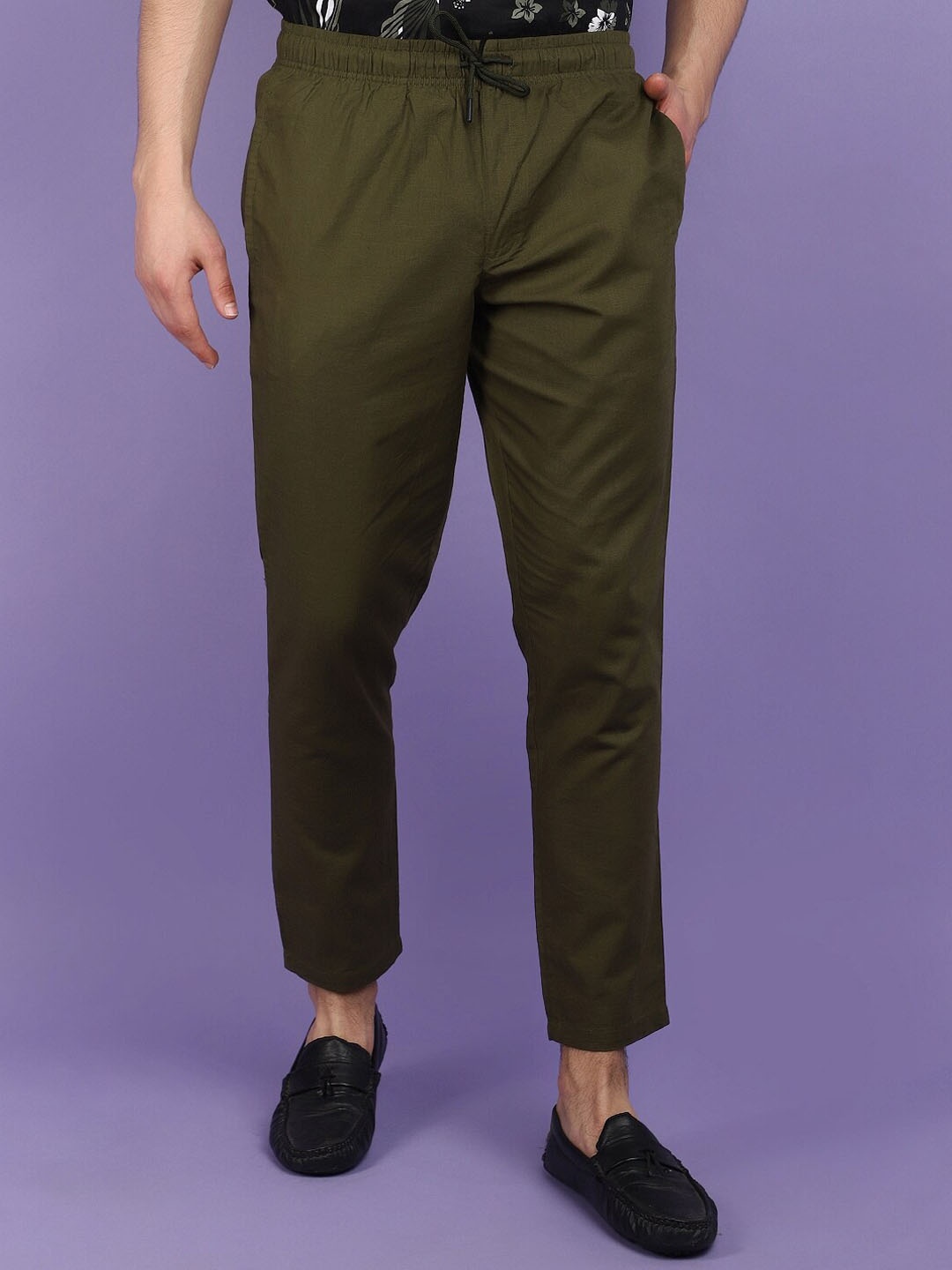 

V-Mart Men Cotton Track Pants, Green