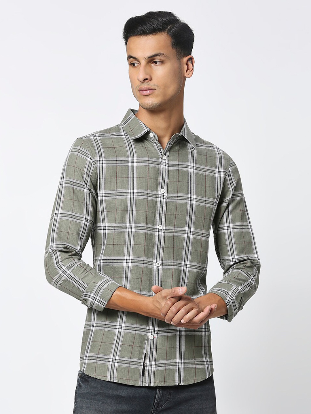 

Being Human Slim Fit Tartan Checks Casual Shirt, Green