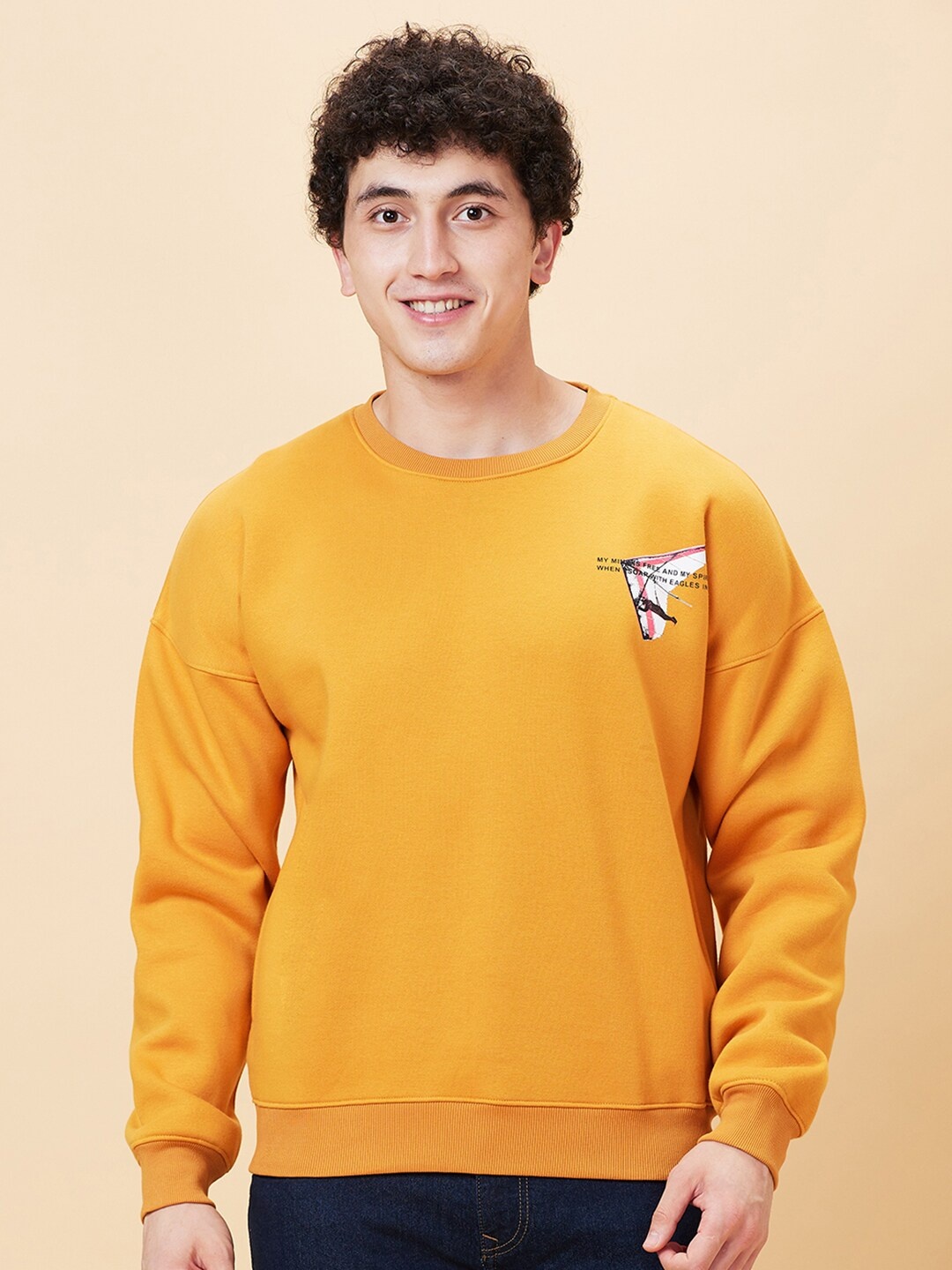 

Being Human Round Neck Long Sleeves Pullover Sweatshirt, Orange