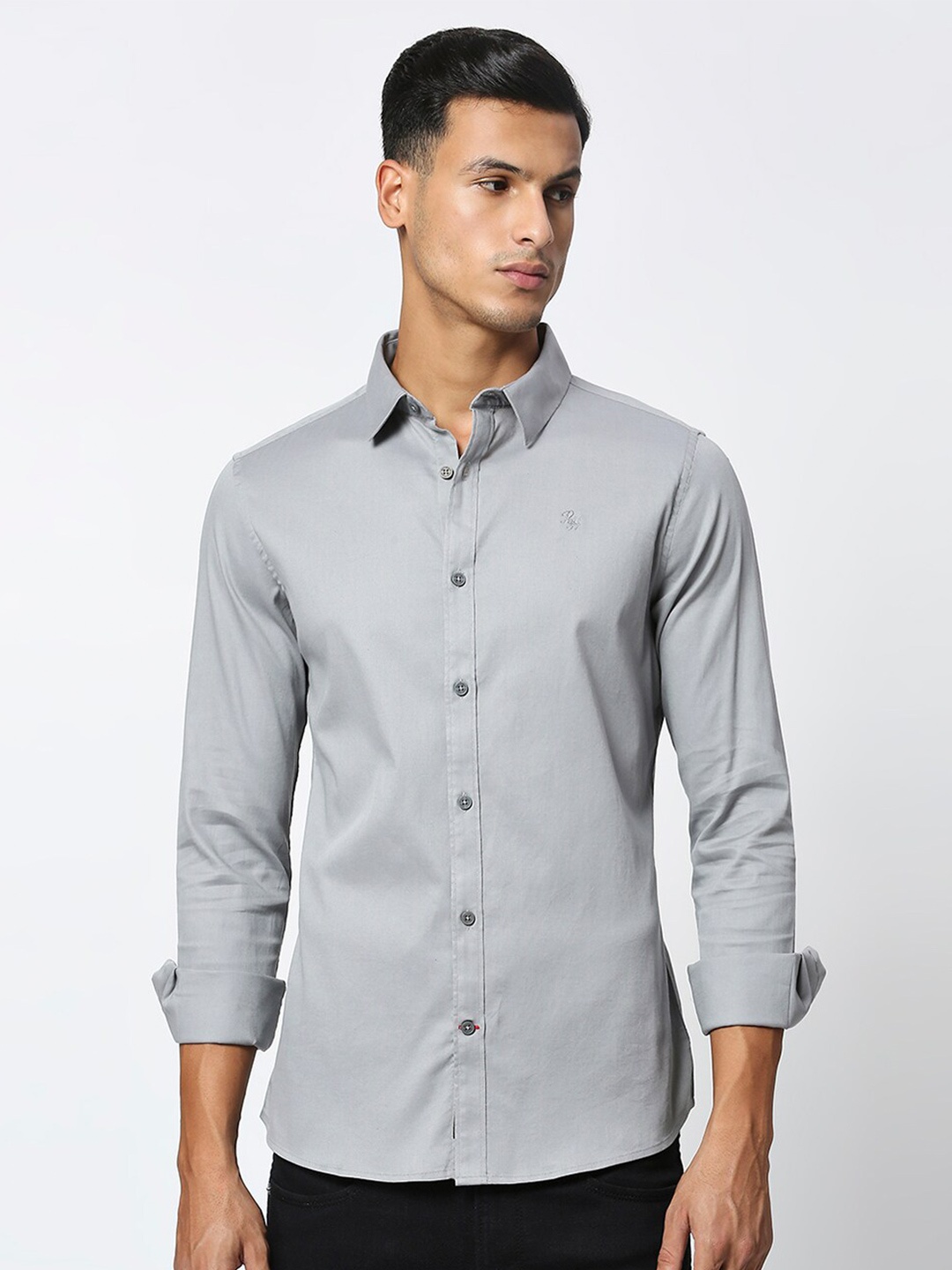 

Being Human Slim Fit Spread Collar Casual Shirt, Grey