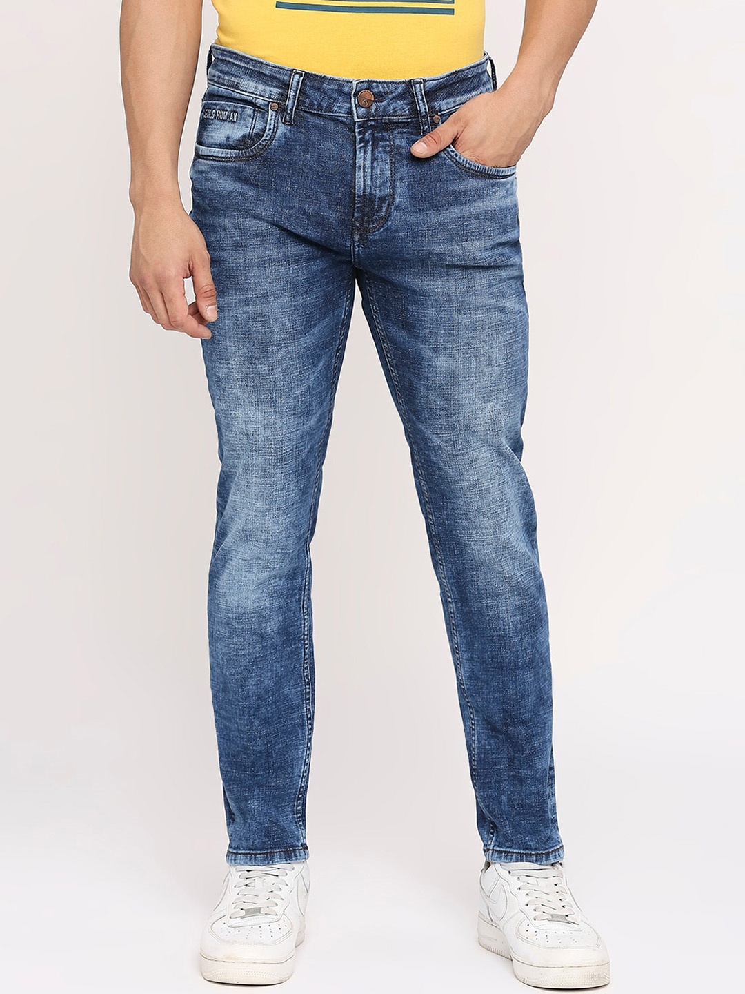 

Being Human Men Heavy Fade Mid-Rise Jeans, Blue