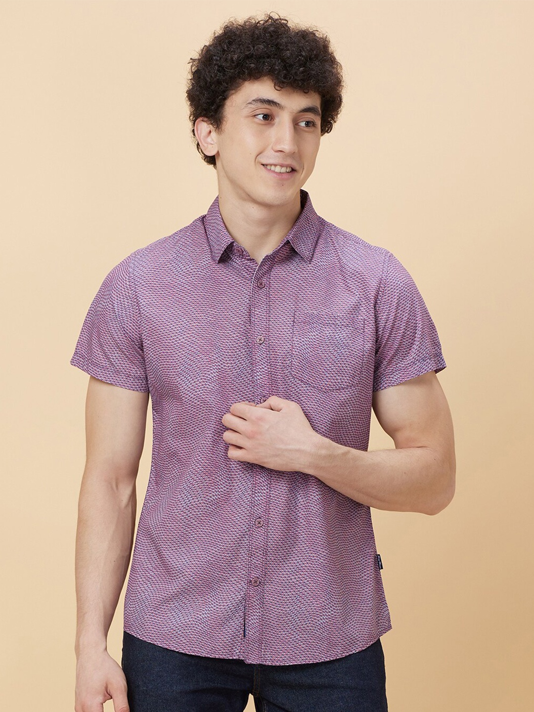 

Being Human Slim Fit Micro Ditsy Printed Casual Shirt, Blue