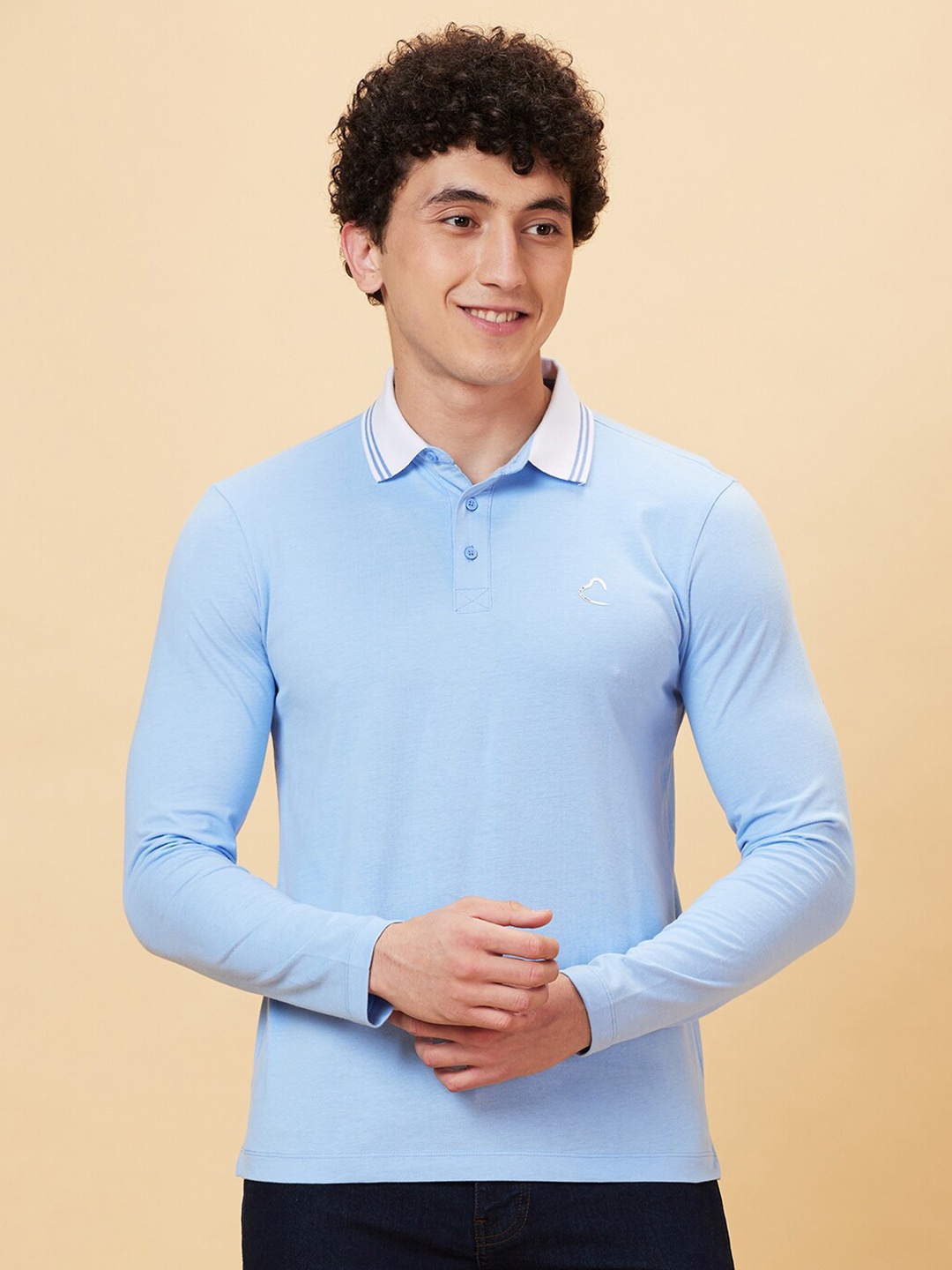 

Being Human Polo Collar Long Sleeves T-shirt, Blue