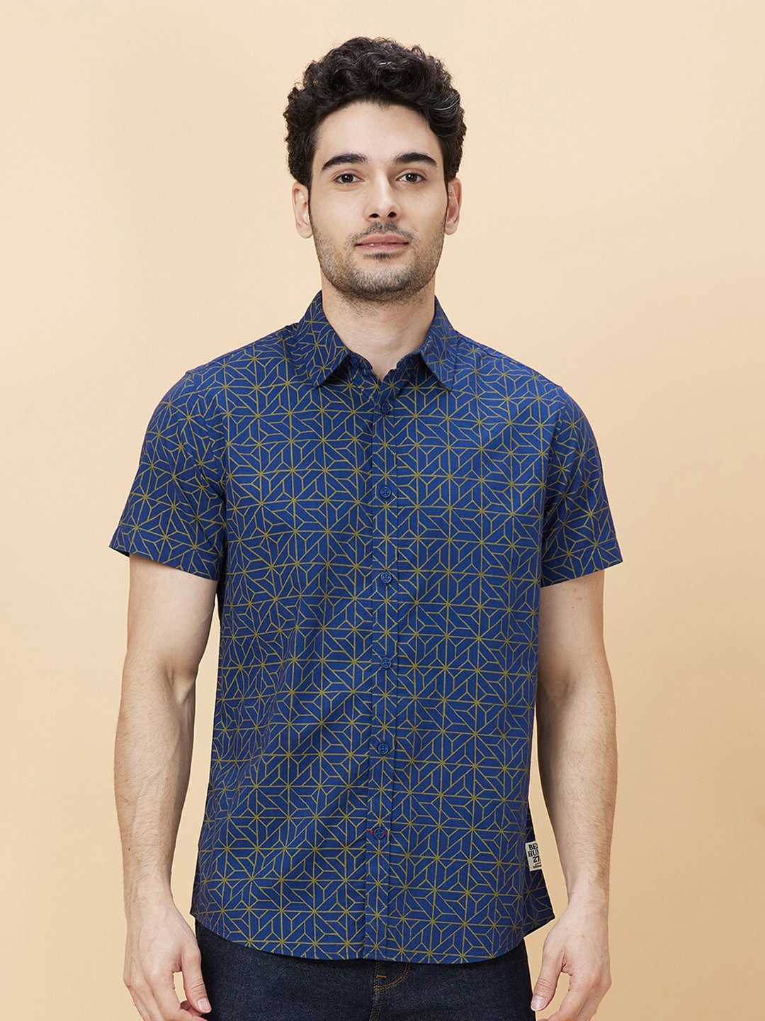 

Being Human Slim Fit Geometric Printed Casual Shirt, Blue