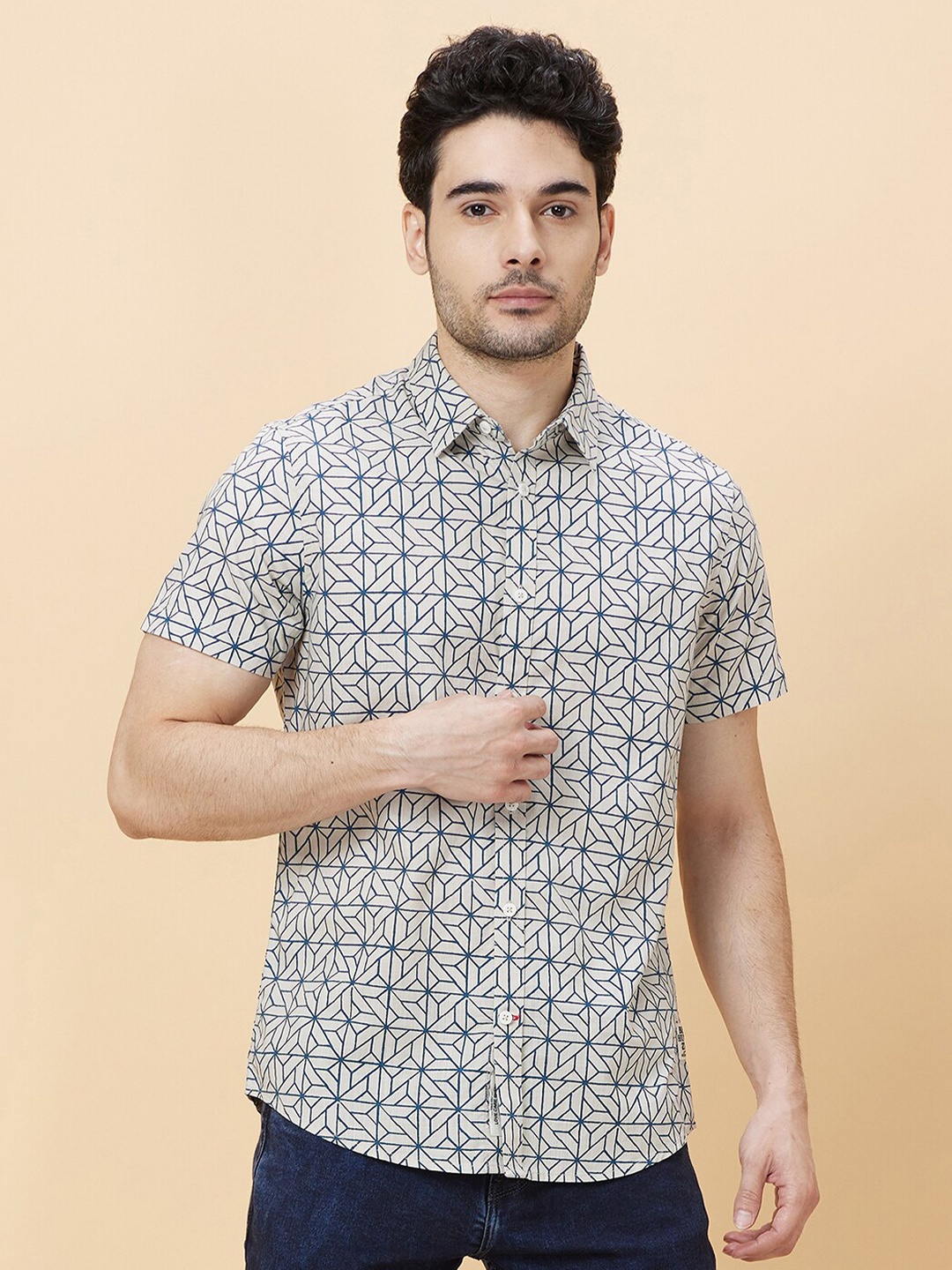 

Being Human Slim Fit Geometric Printed Casual Shirt, Blue