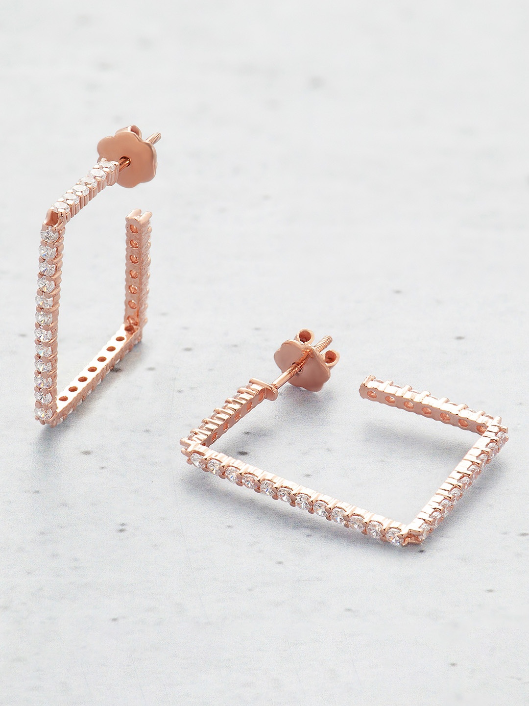 

ORIONZ Rose Gold Plated 92.5 Sterling Silver Cubic Zirconia Studs