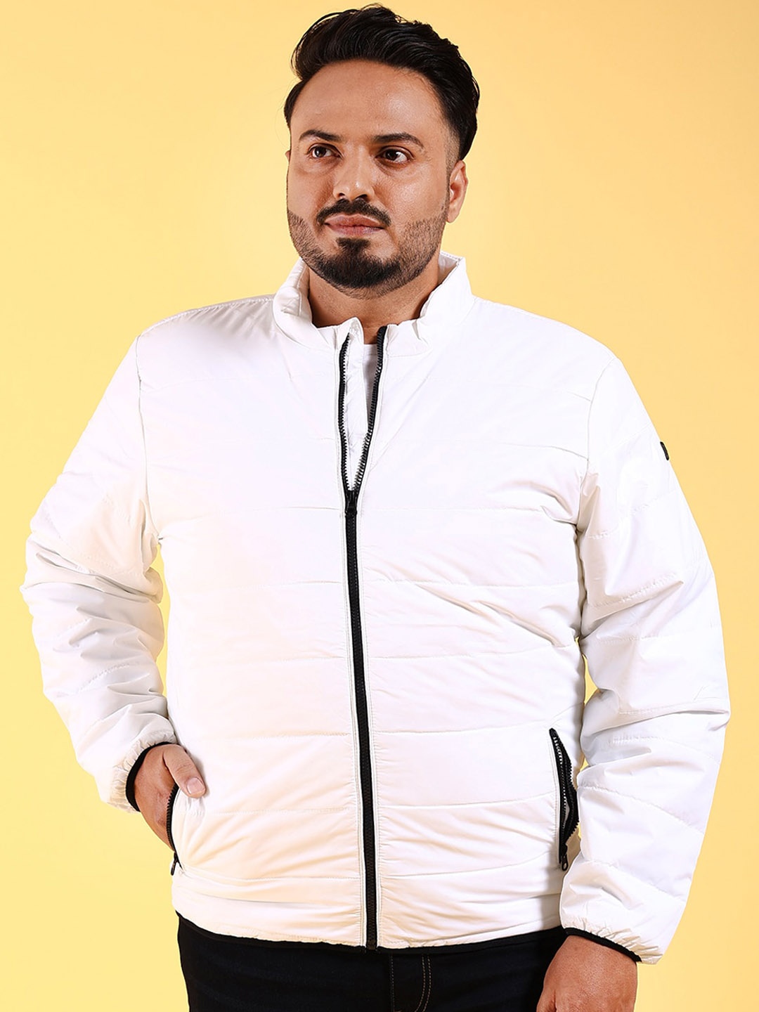 

Hardsoda by The Indian Garage Co Plus Size Stand Collar Padded Jacket, White