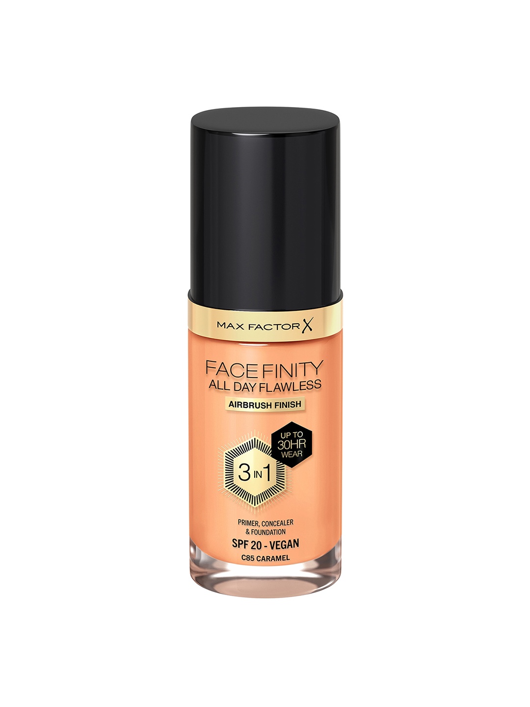 

Max Factor Facefinity All Day Flawless 3-in-1 Vegan Foundation SPF20 30ml - Caramel C85, Beige