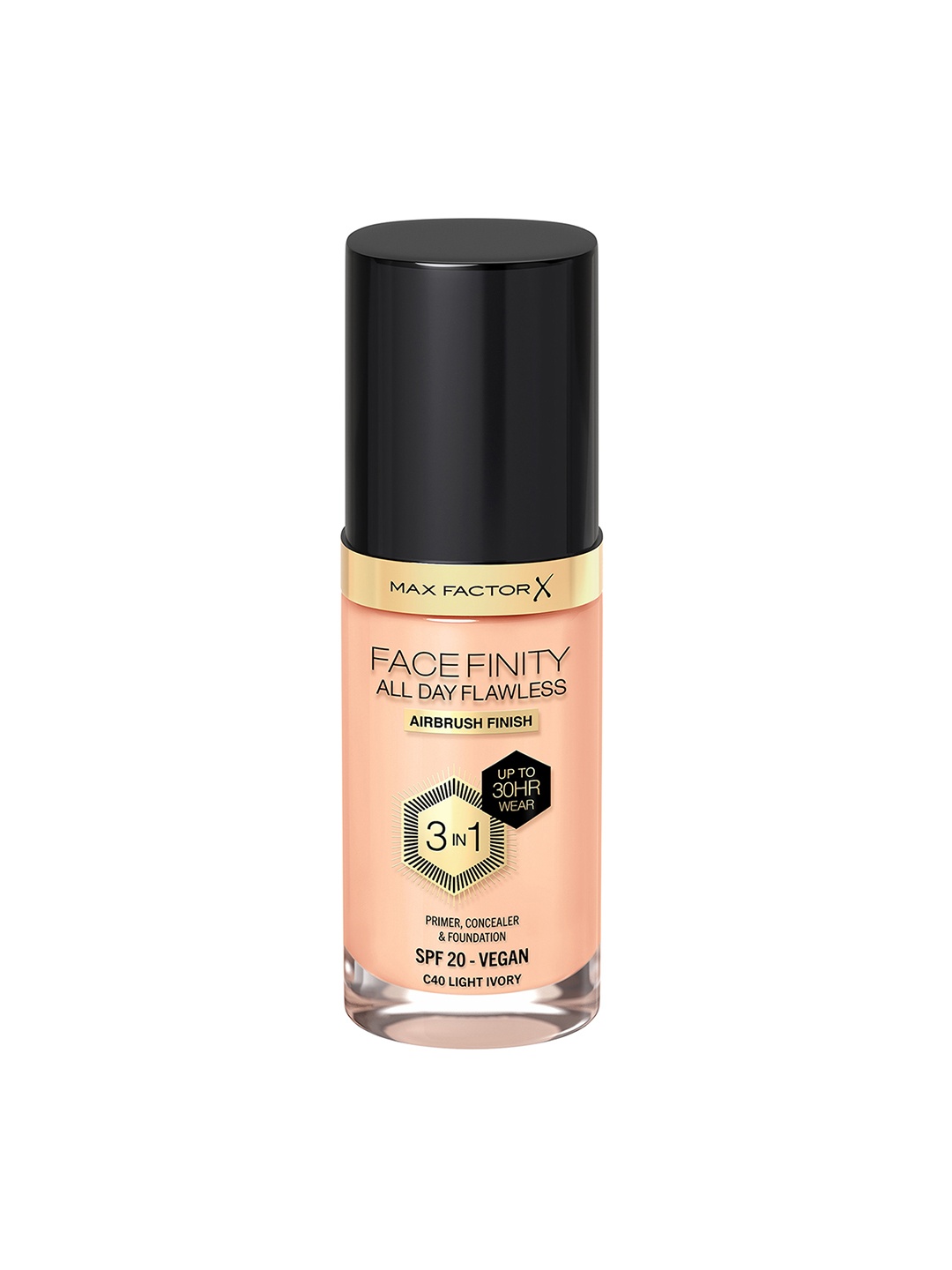 

Max Factor Facefinity SPF20 All Day Flawless 3-In-1 Foundation 30ml - Light Ivory C40, Beige