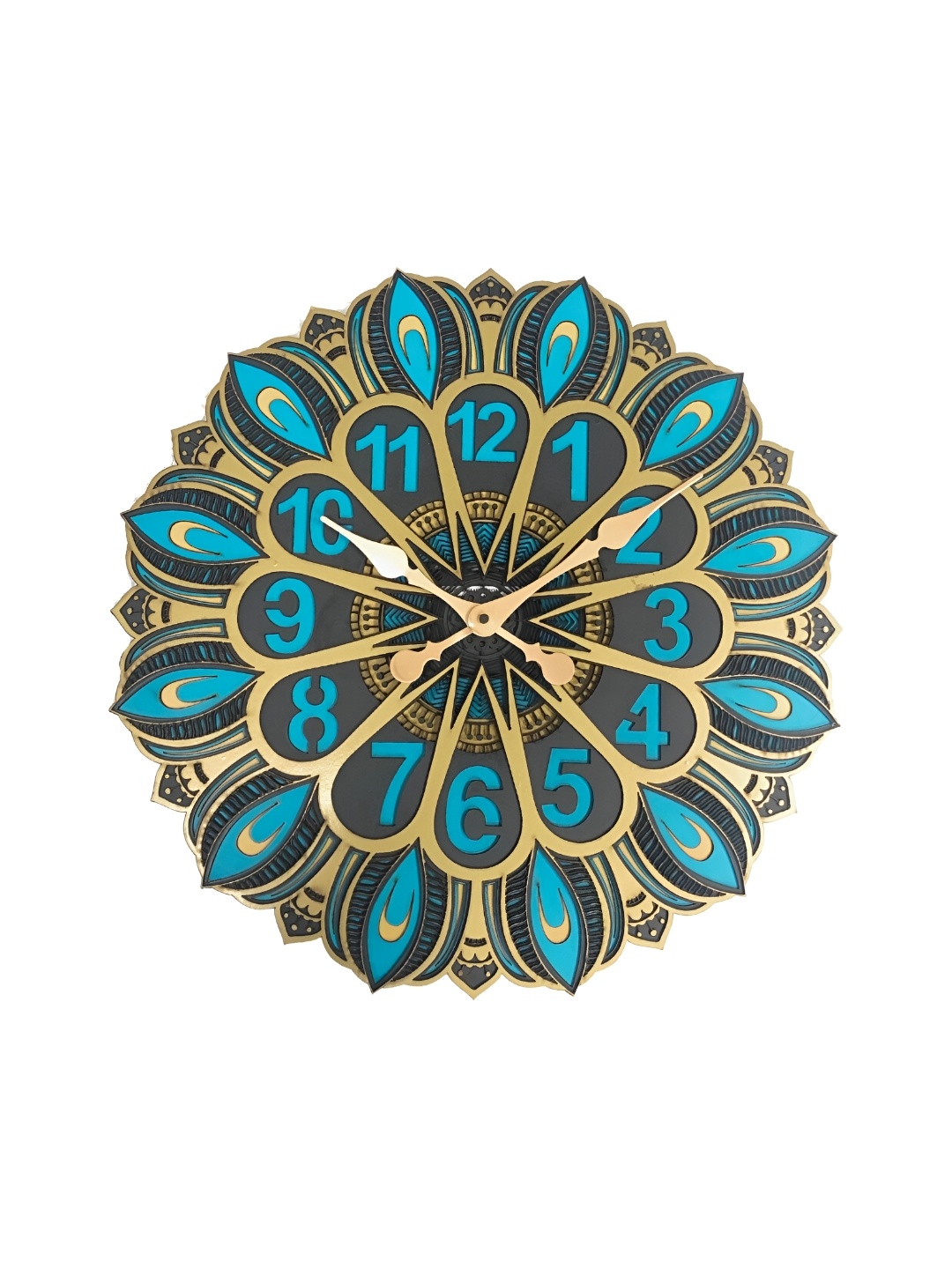 

Craft Smith Blue & Gold-Toned Embellished Round Traditional Wall Clock