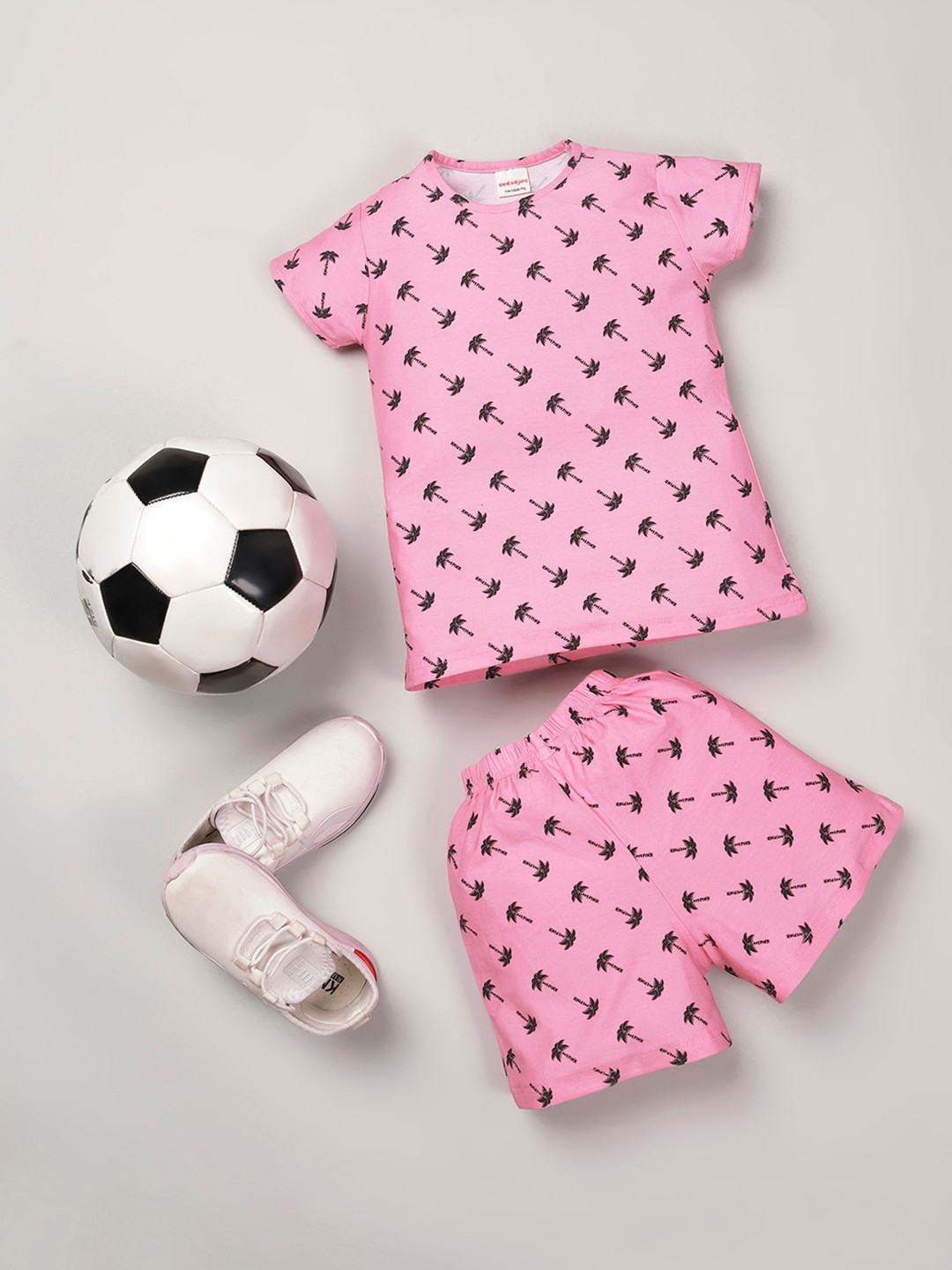 

RAINE AND JAINE Boys Floral Printed Pure Cotton Night Suit, Pink