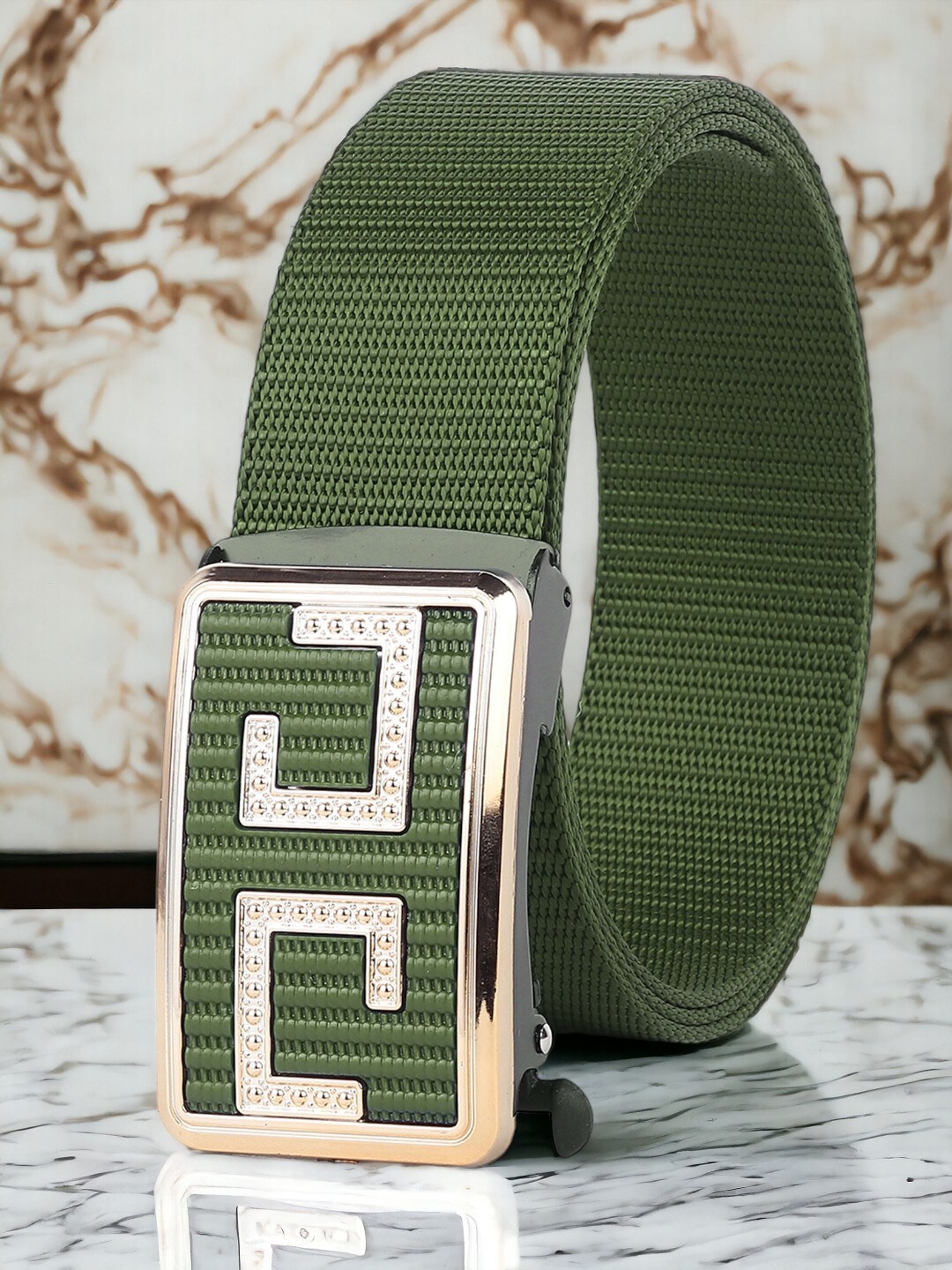 

ZORO Men Textured Canvas Belt, Green