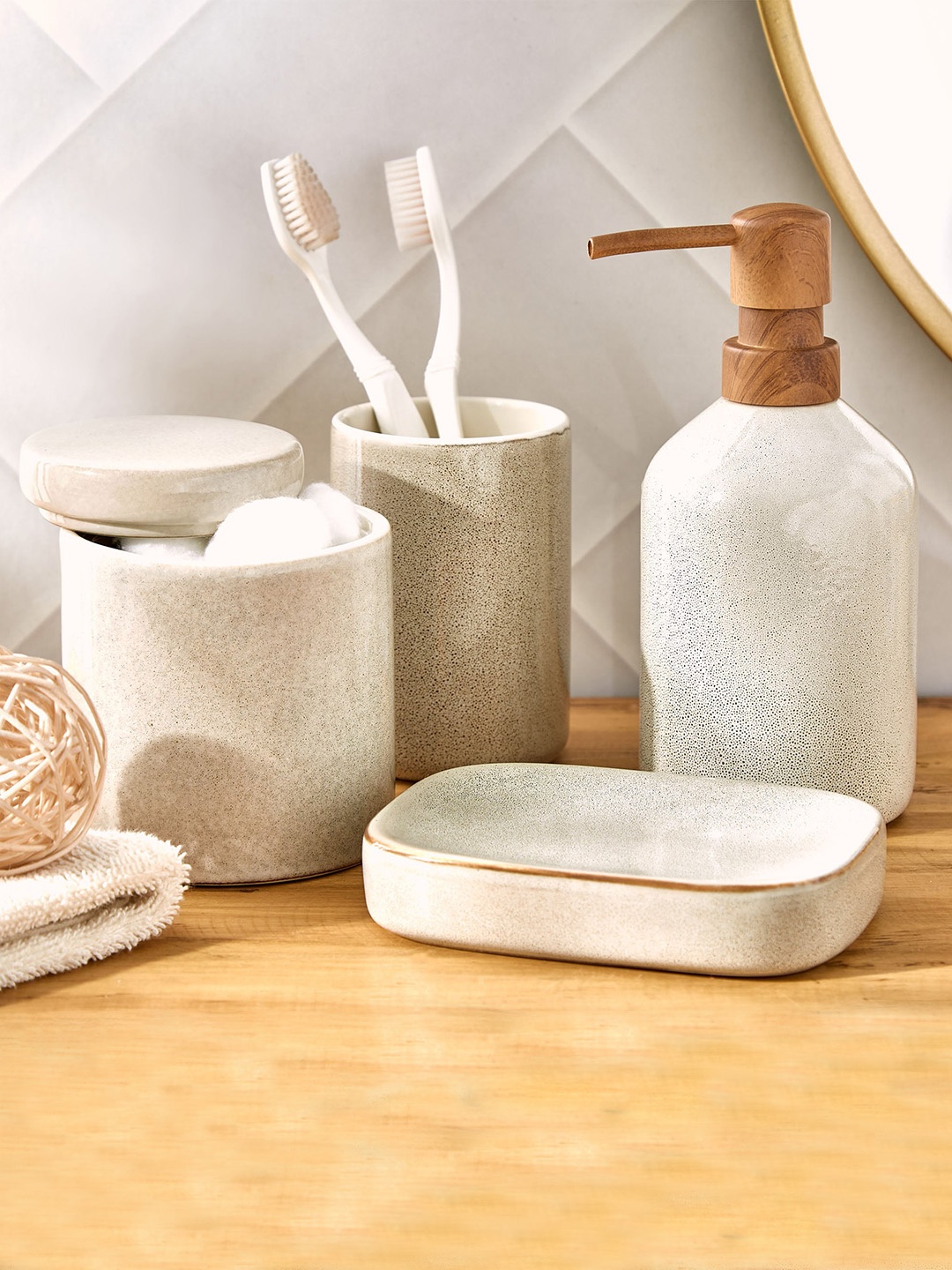 

Home Centre Noelle Reactive Beige Ceramic Soap Dish