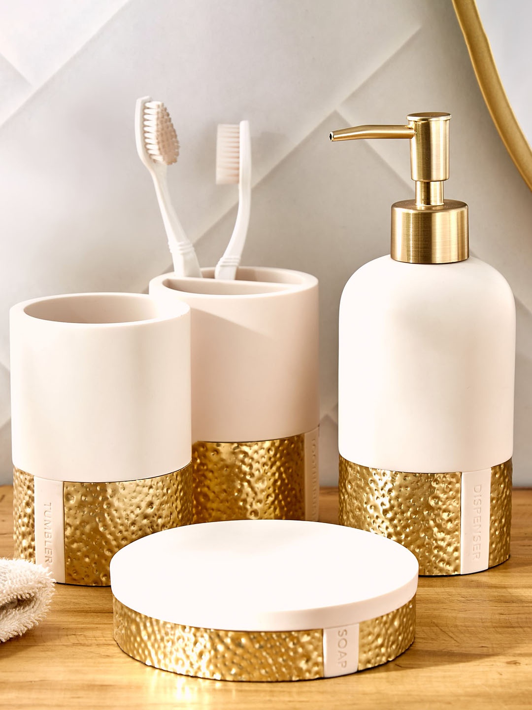 

Home Centre Zenvio White Textured Tooth Brush Holder
