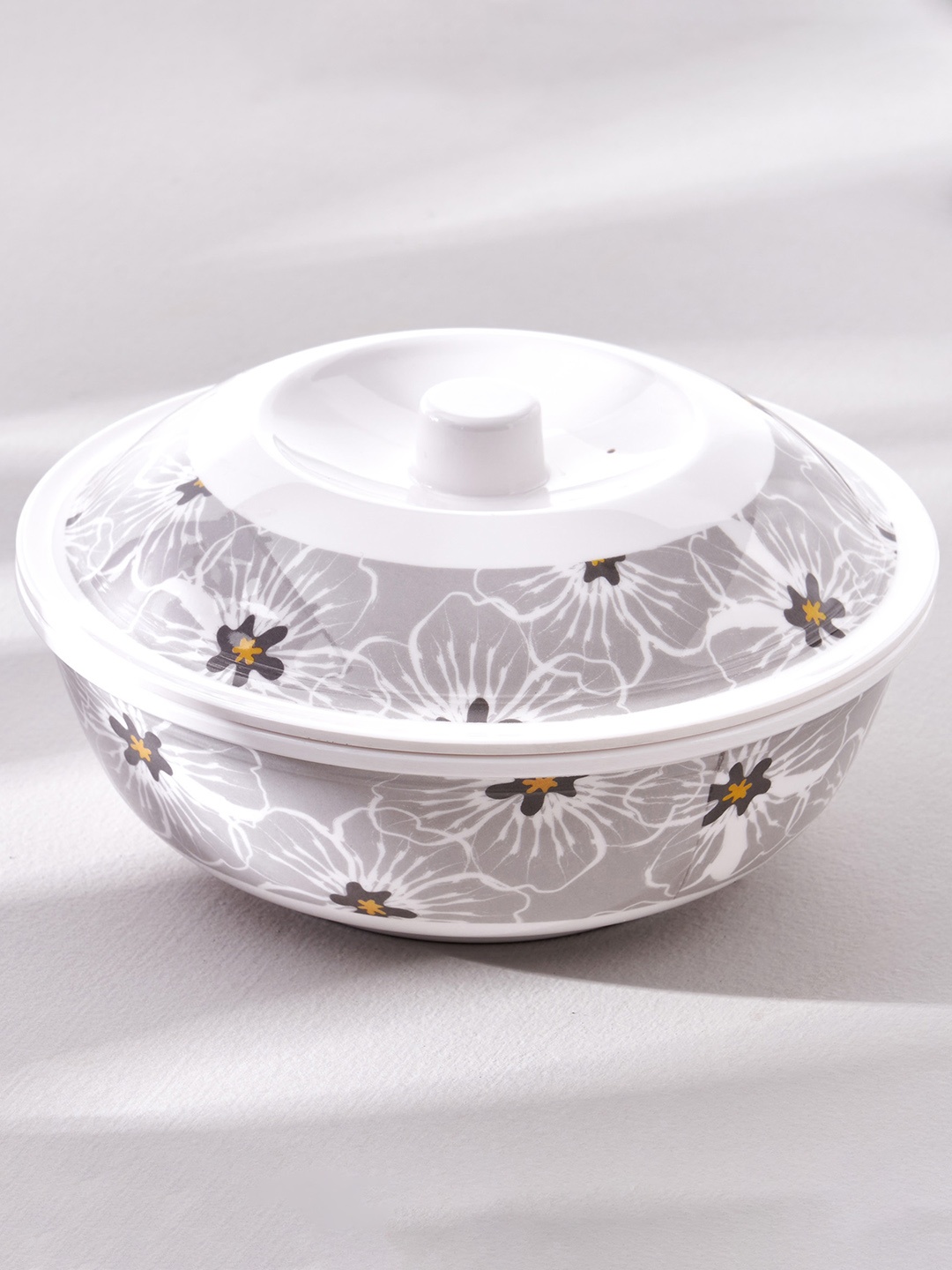 

Home Centre Meadows Theme White & Grey Printed Easy to Clean Serving Bowl 1.4 L