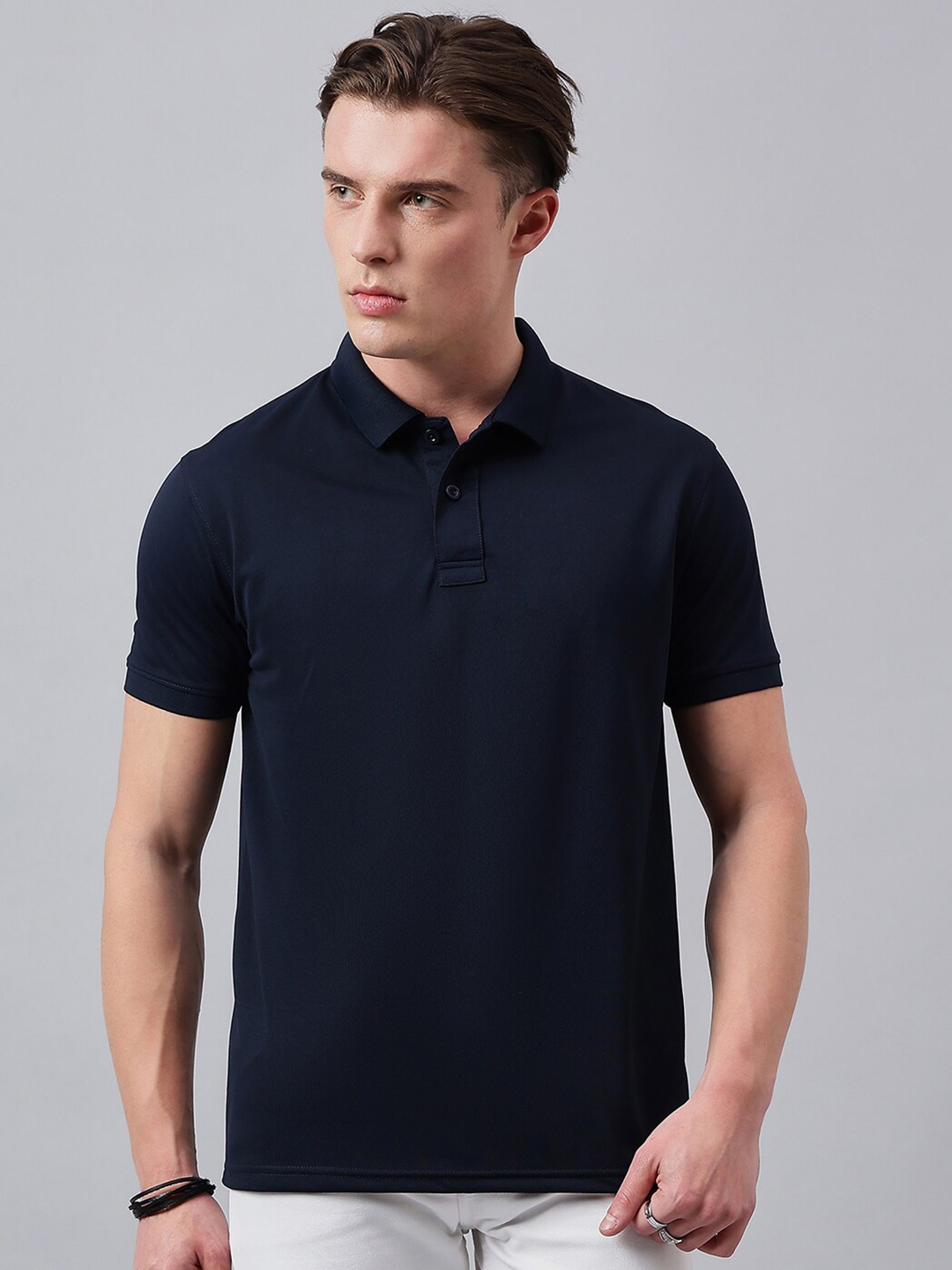 

98 Degree North Polo Collar Cotton T-shirt, Navy blue