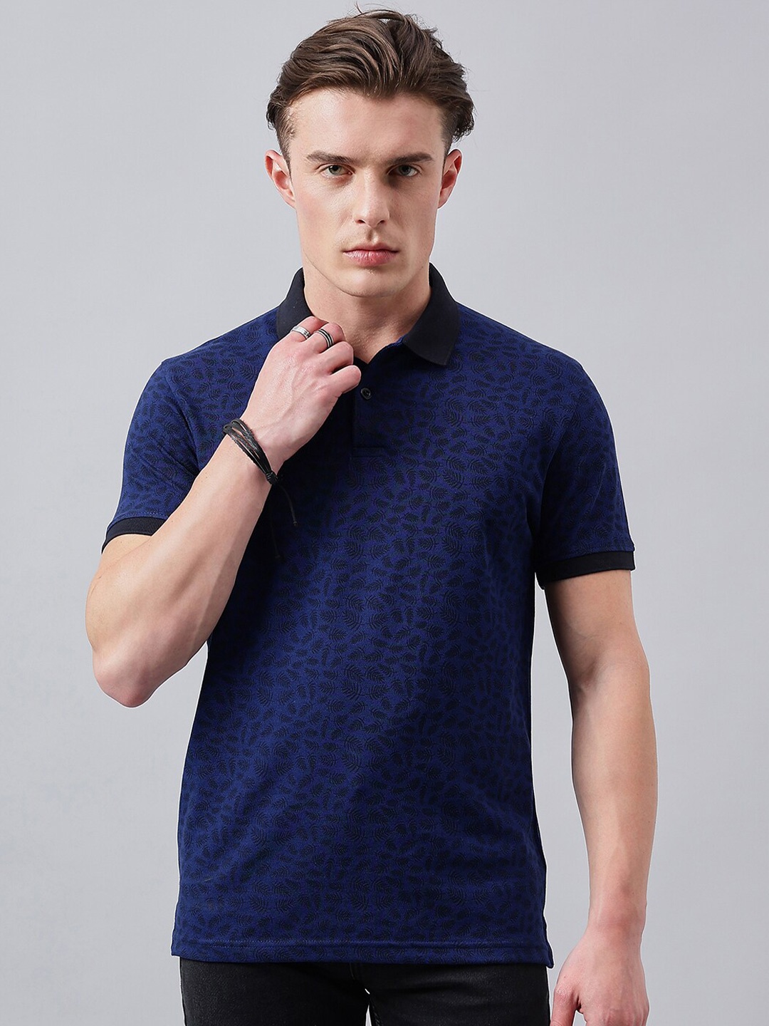 

98 Degree North Polo Collar Cotton T-shirt, Navy blue