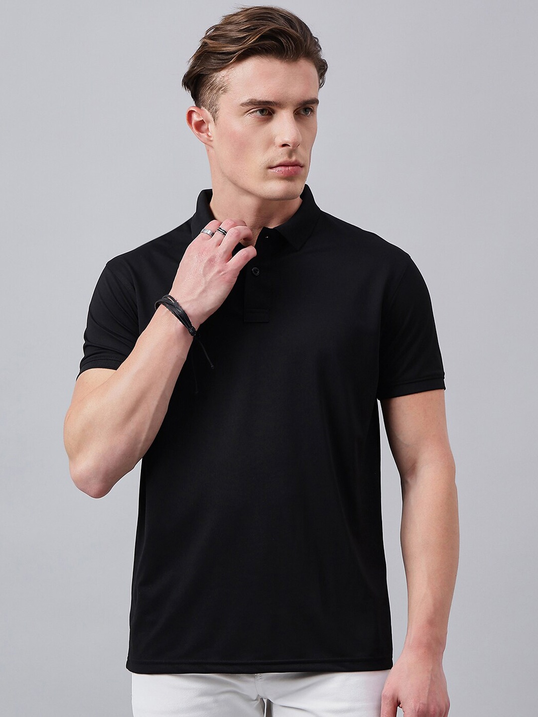 

98 Degree North Polo Collar T-shirt, Black